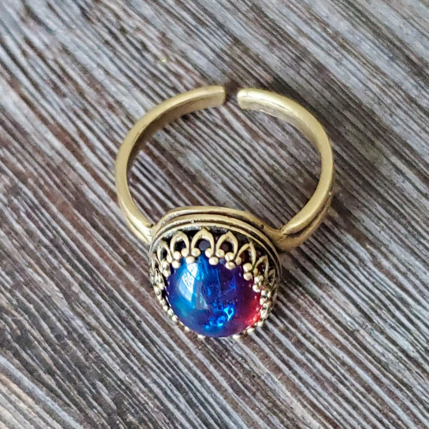 Antiqued Brass Dragons Breath Ring - Nicki Lynn Jewelry