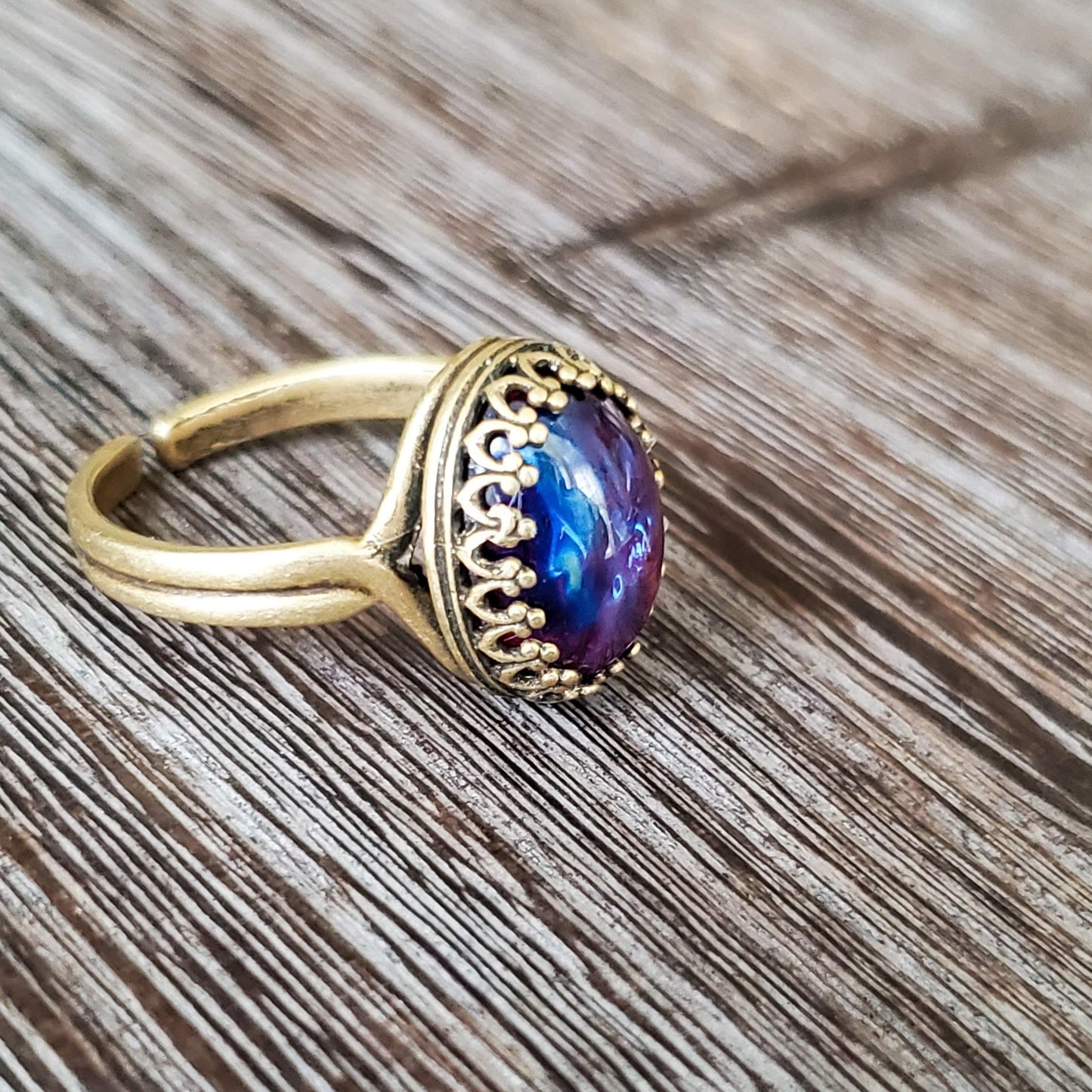 Antiqued Brass Dragons Breath Ring - Nicki Lynn Jewelry
