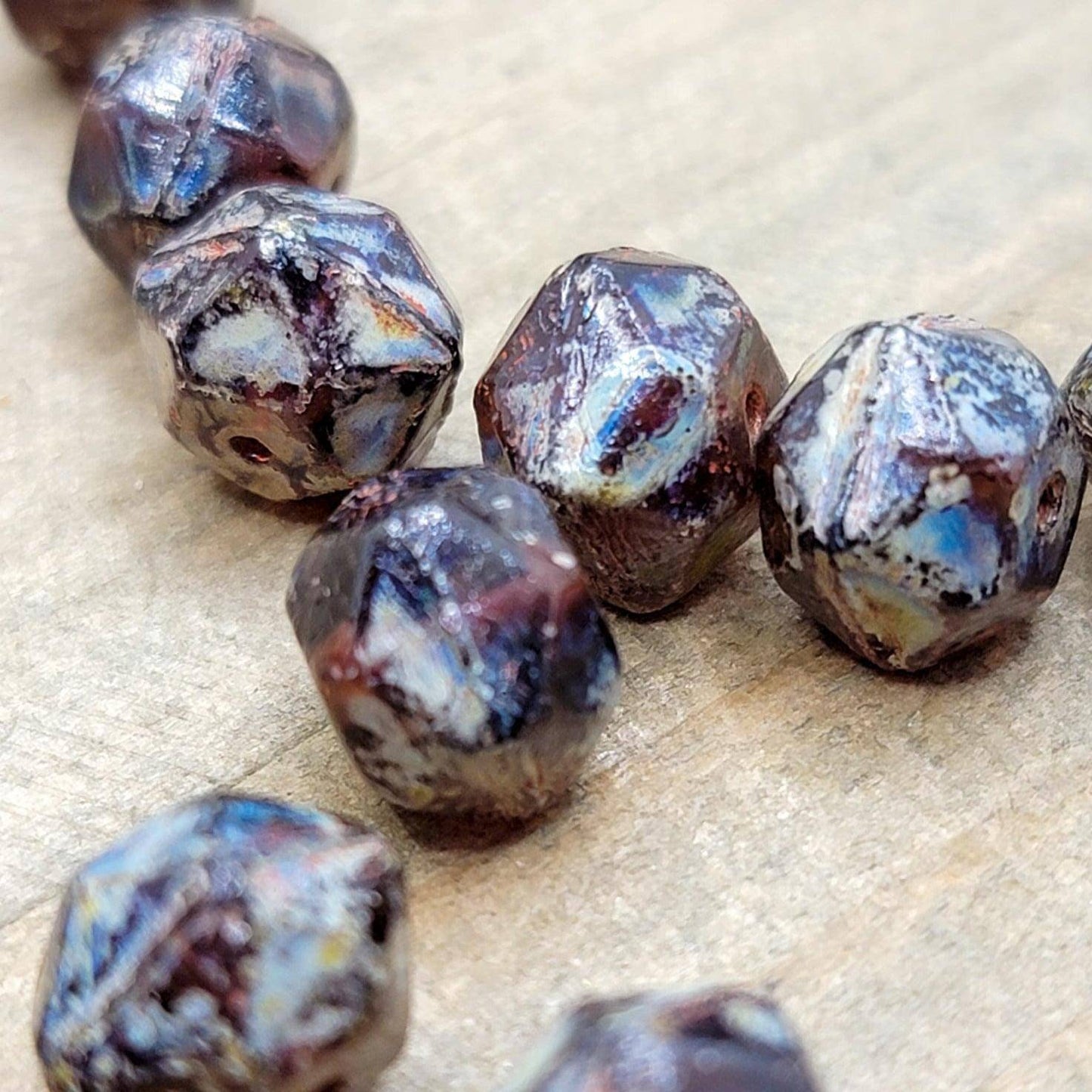 10mm English Cut Dark Mulberry Czech Glass Beads - Nicki Lynn Jewelry