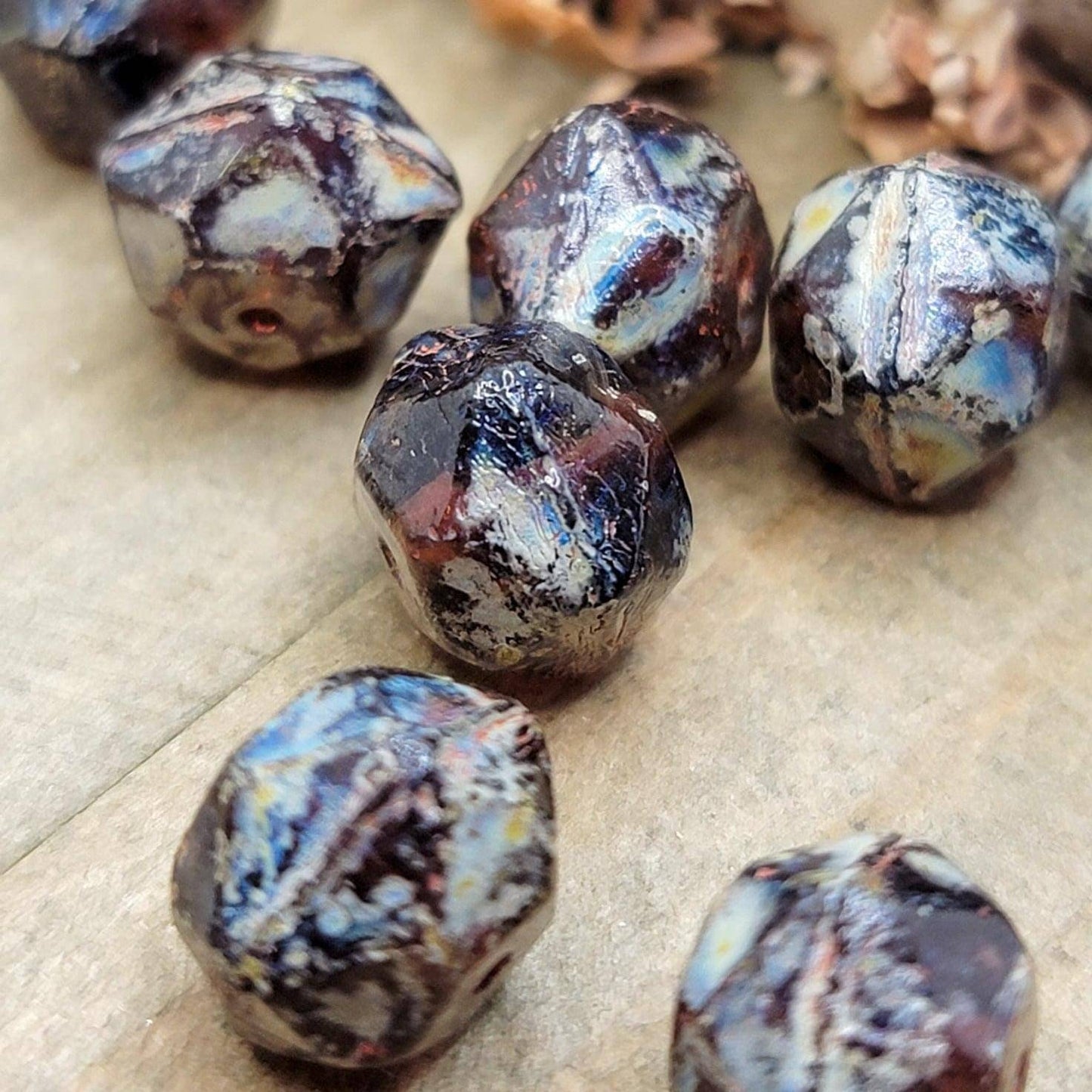 10mm English Cut Dark Mulberry Czech Glass Beads - Nicki Lynn Jewelry