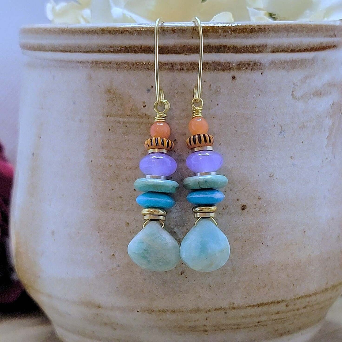 Multi Colored Gemstone Drop Earrings - Nicki Lynn Jewelry