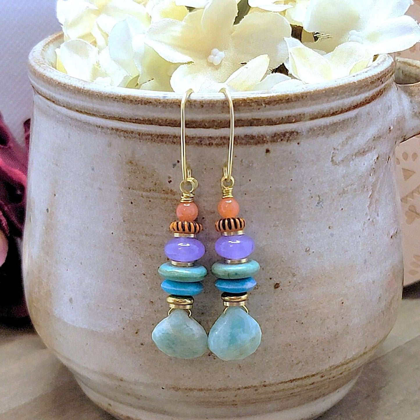 Multi Colored Gemstone Drop Earrings - Nicki Lynn Jewelry