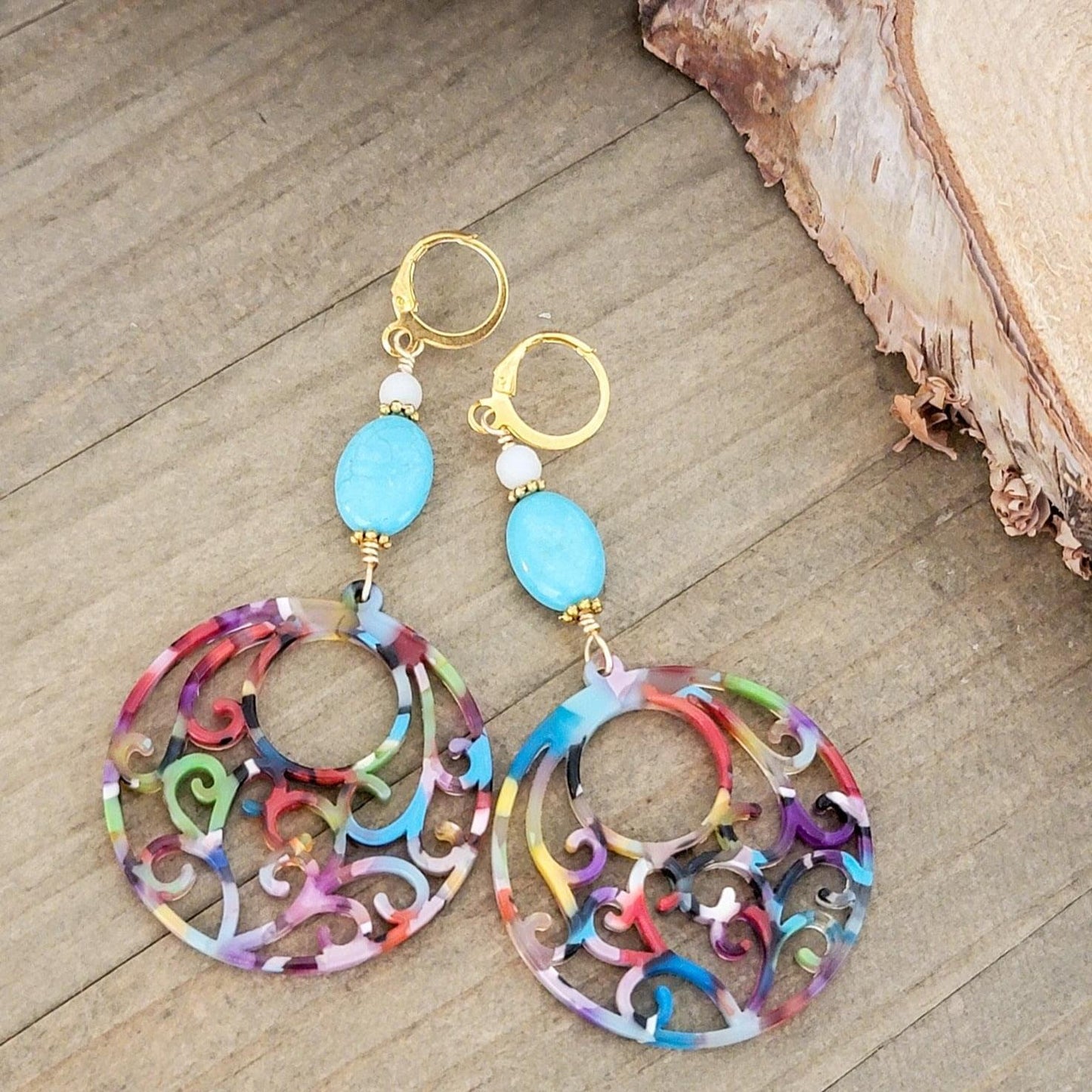 Acrylic Filigree Hoop Earrings - Nicki Lynn Jewelry
