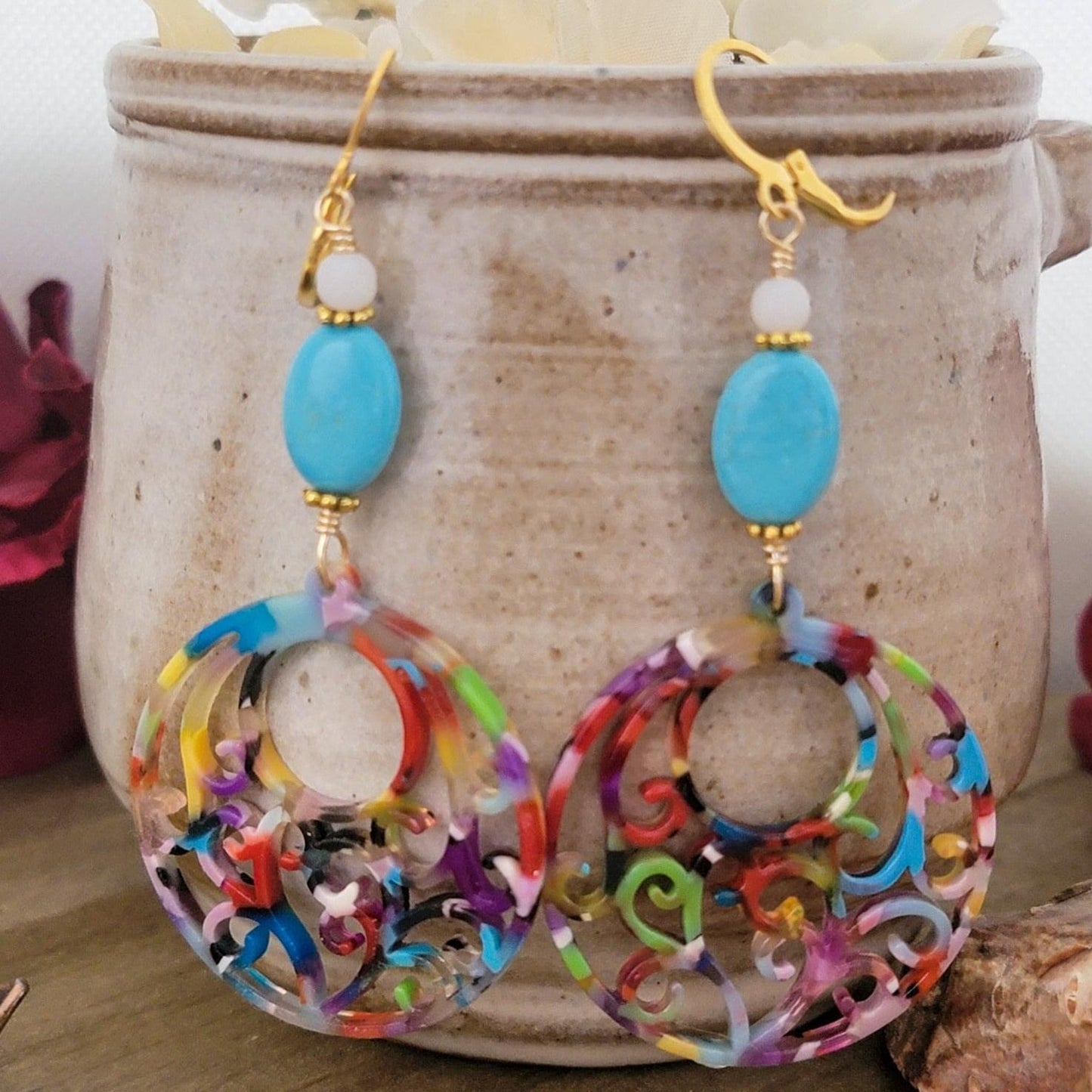 Acrylic Filigree Hoop Earrings - Nicki Lynn Jewelry