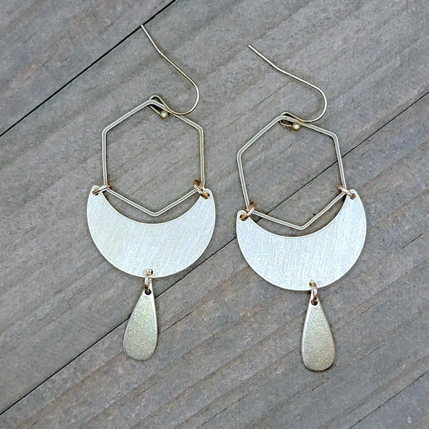 Geometric Brass Modern Pendant Earrings- Nicki Lynn Jewelry