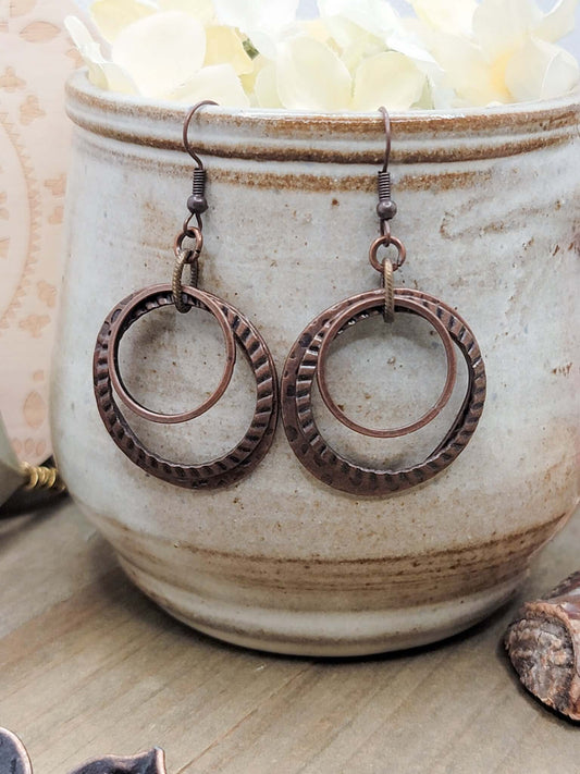 Copper Layered Hoop Earrings, Nicki Lynn Jewelry