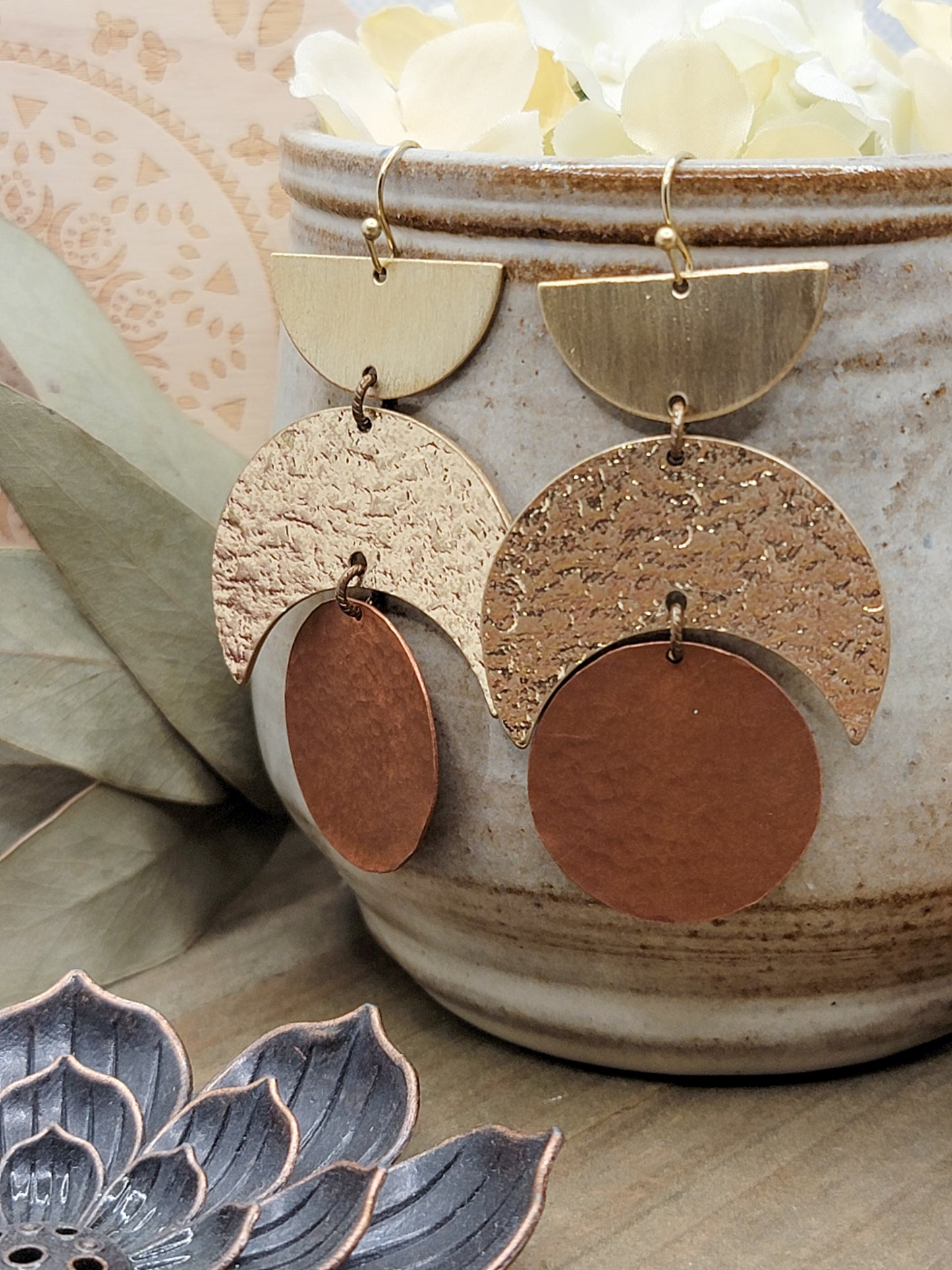 Large Mixed Metal Statement Earrings, Nicki Lynn Jewelry
