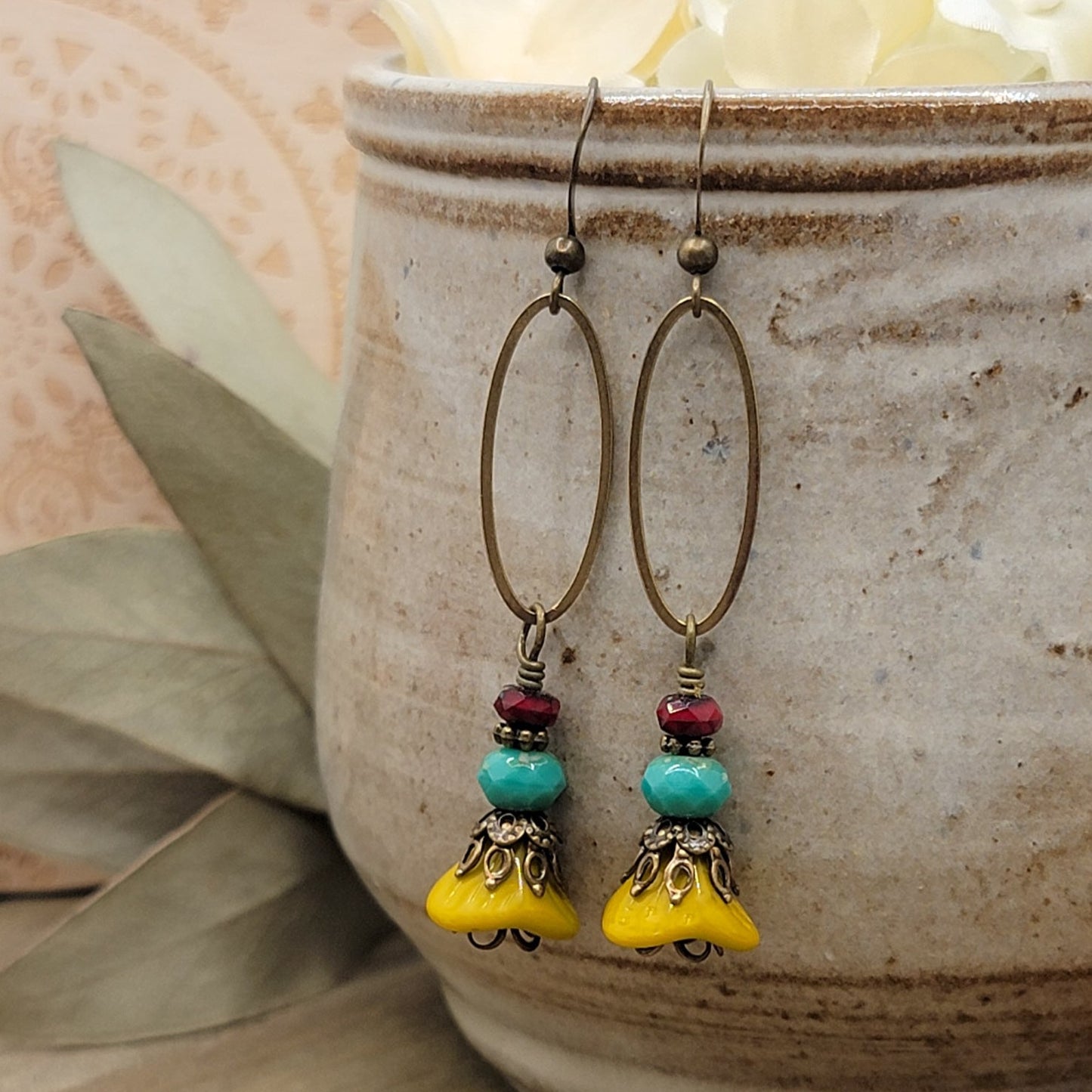 Long Multi Color Czech Glass Earrings - Nicki Lynn Jewelry