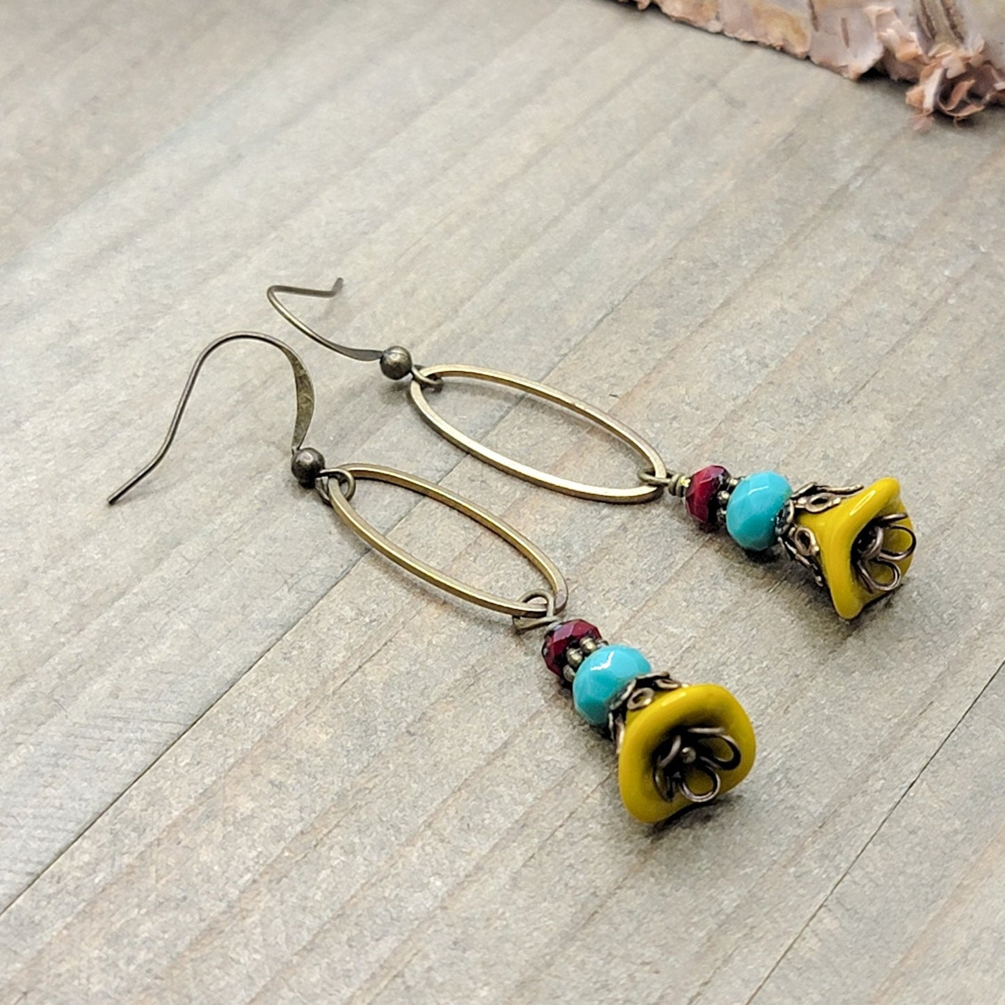 Long Multi Color Czech Glass Earrings - Nicki Lynn Jewelry