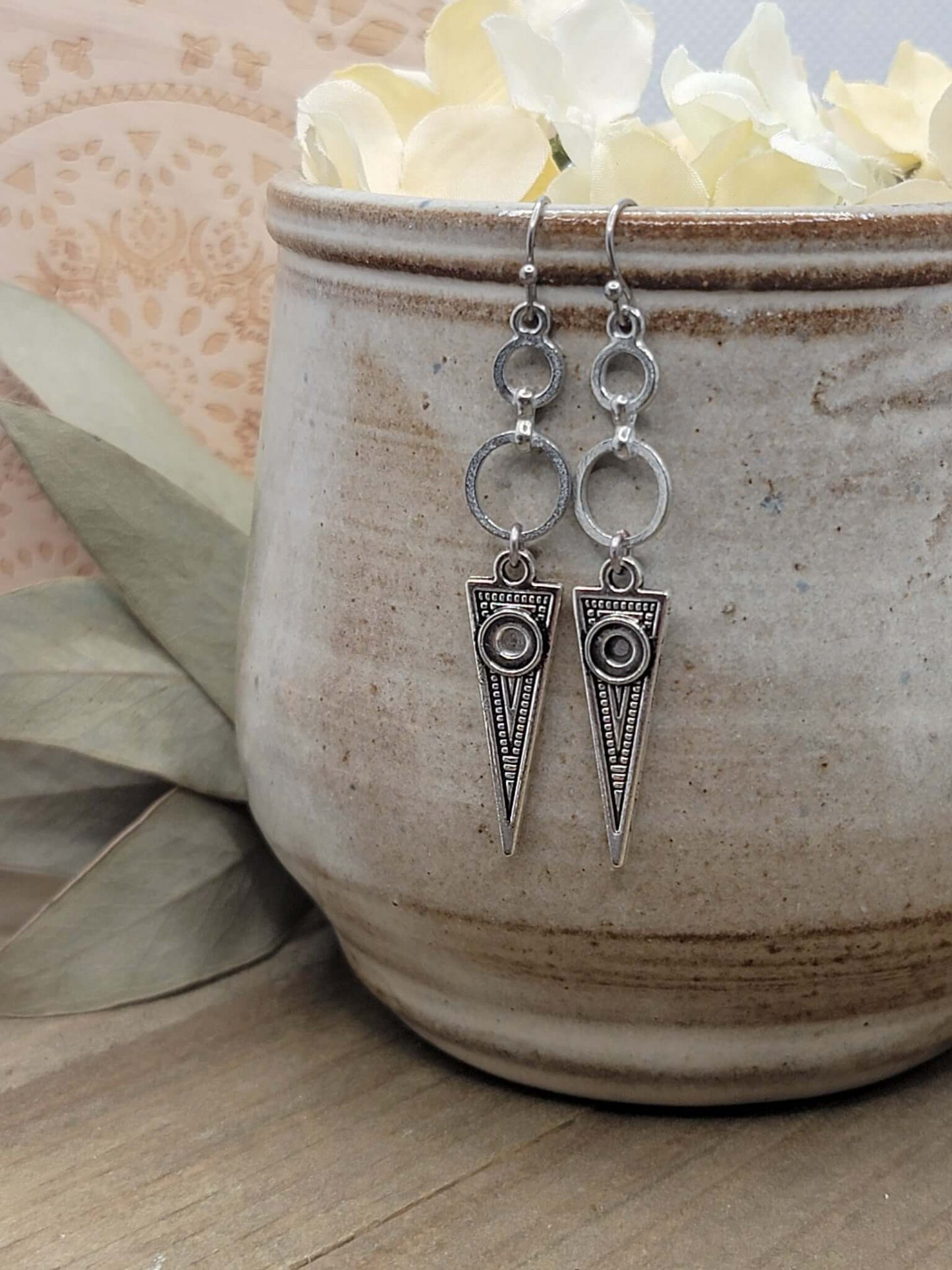 Silver Triangle Earrings - Hypoallergenic, Nicki Lynn Jewelry