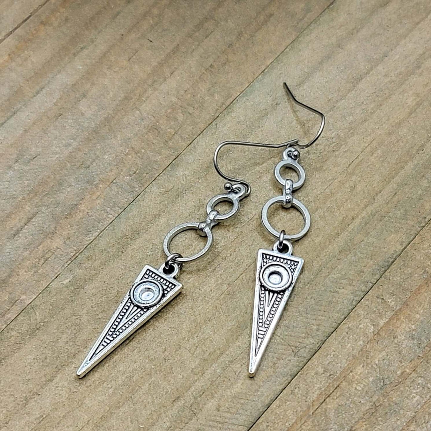 Silver Triangle Earrings - Hypoallergenic, Nicki Lynn Jewelry