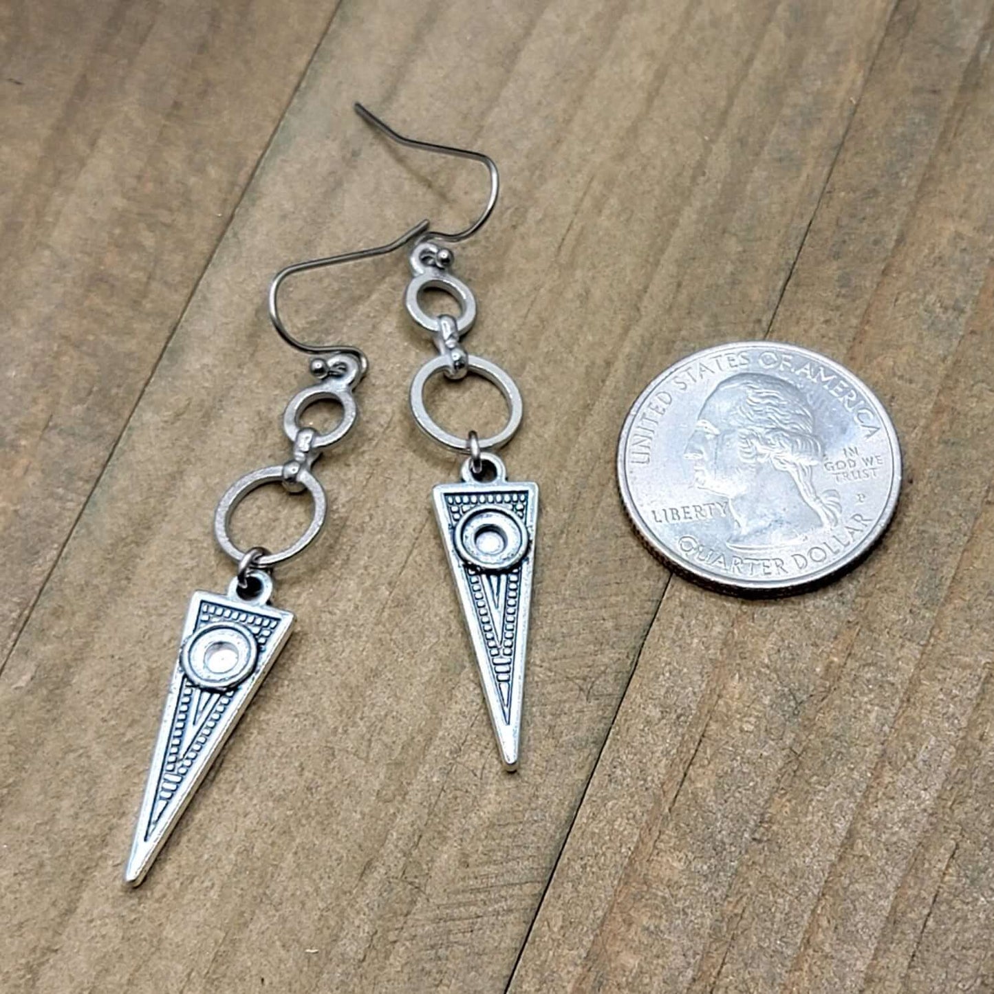 Silver Triangle Earrings - Hypoallergenic, Nicki Lynn Jewelry