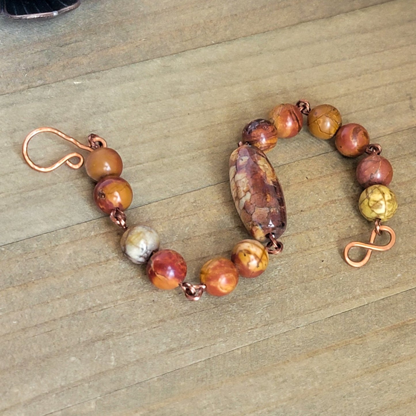 Ocean Jasper Gemstone Copper Bracelet- Earth Tones- Handmade Artisan Jewelry, Nicki Lynn Jewelry
