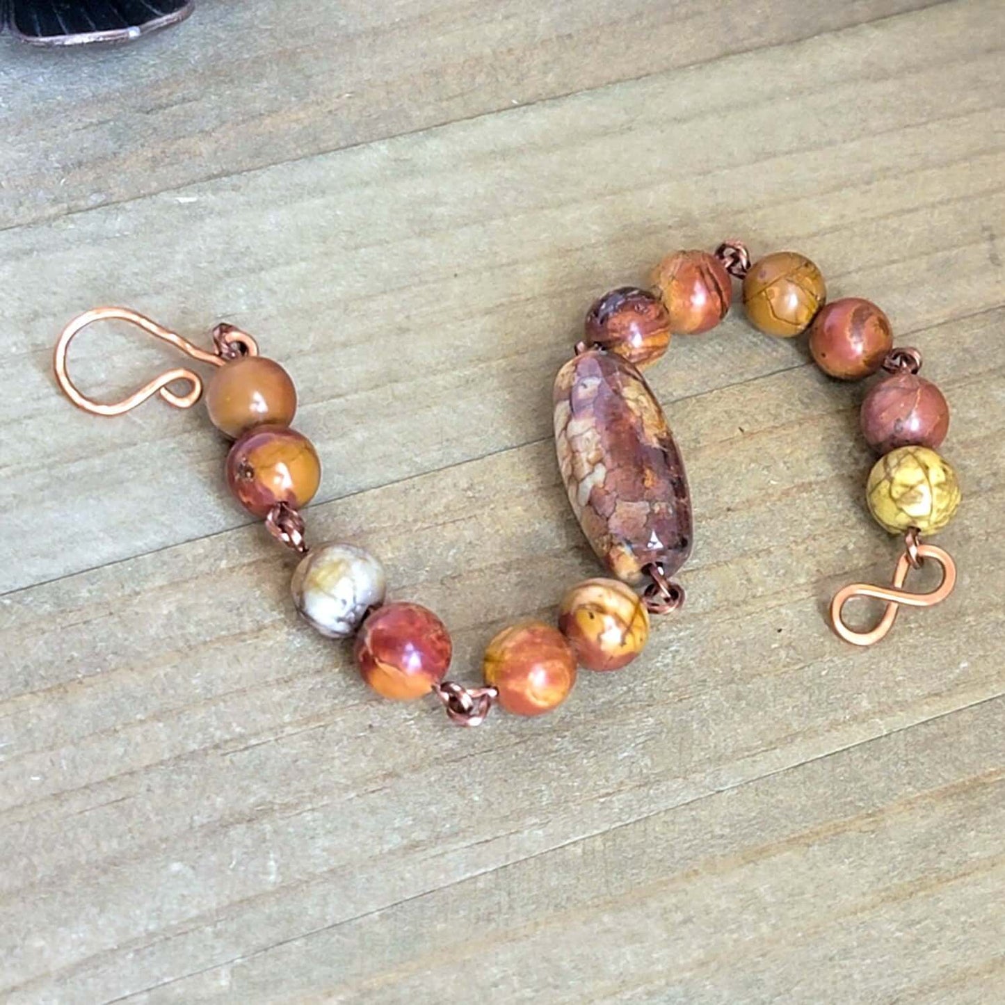 Ocean Jasper Gemstone Copper Bracelet- Earth Tones- Handmade Artisan Jewelry, Nicki Lynn Jewelry