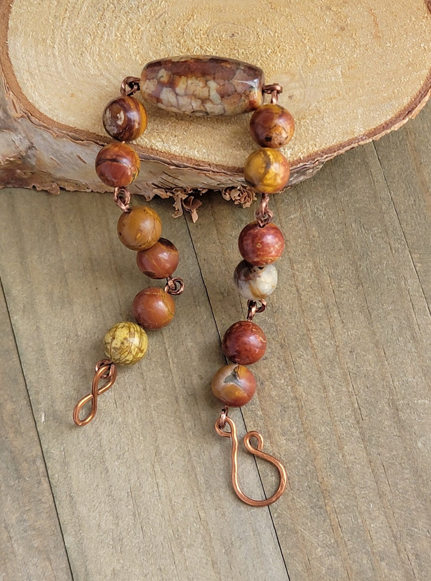Ocean Jasper Gemstone Copper Bracelet- Earth Tones- Handmade Artisan Jewelry, Nicki Lynn Jewelry