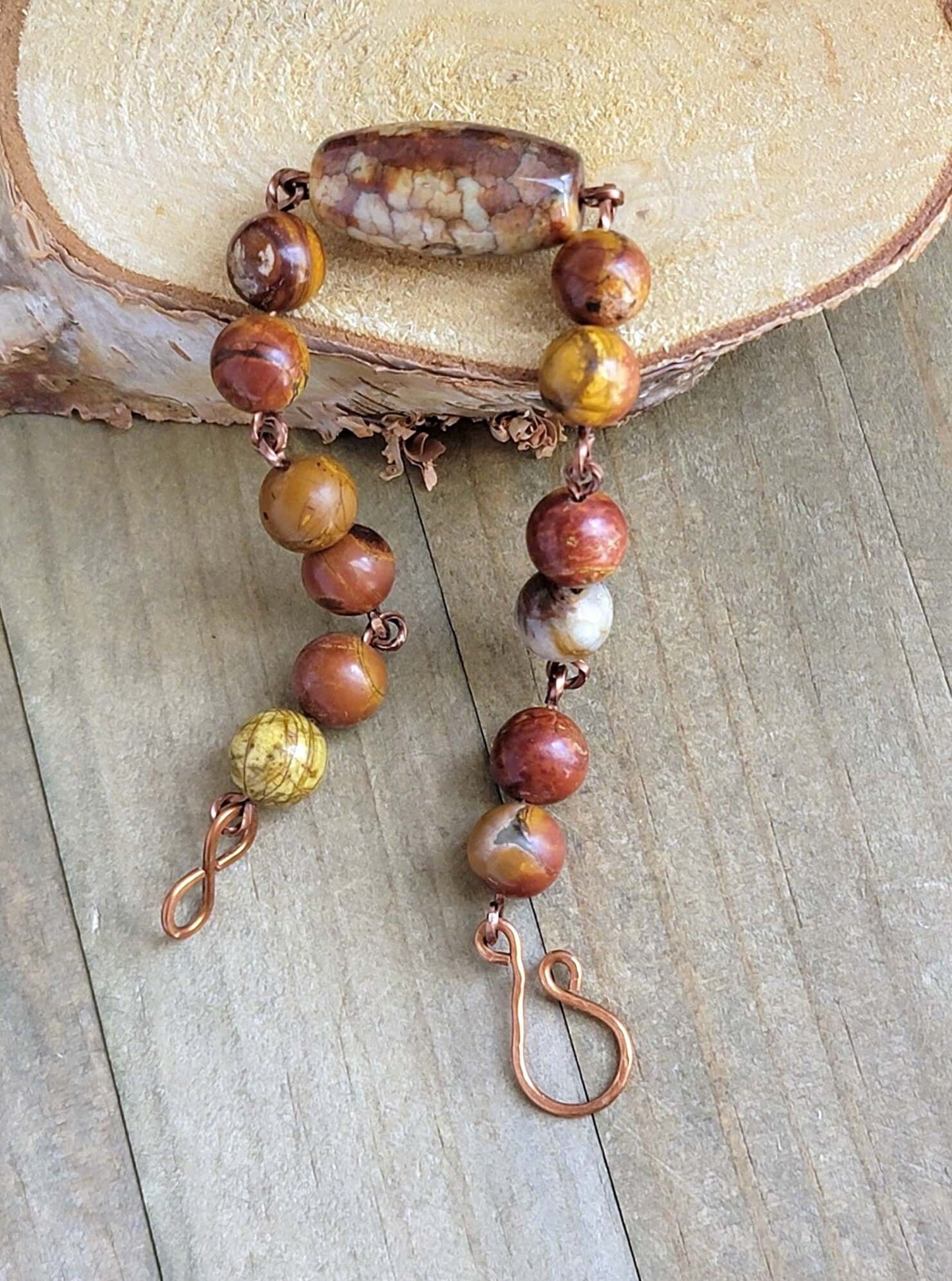 Ocean Jasper Gemstone Copper Bracelet- Earth Tones- Handmade Artisan Jewelry, Nicki Lynn Jewelry