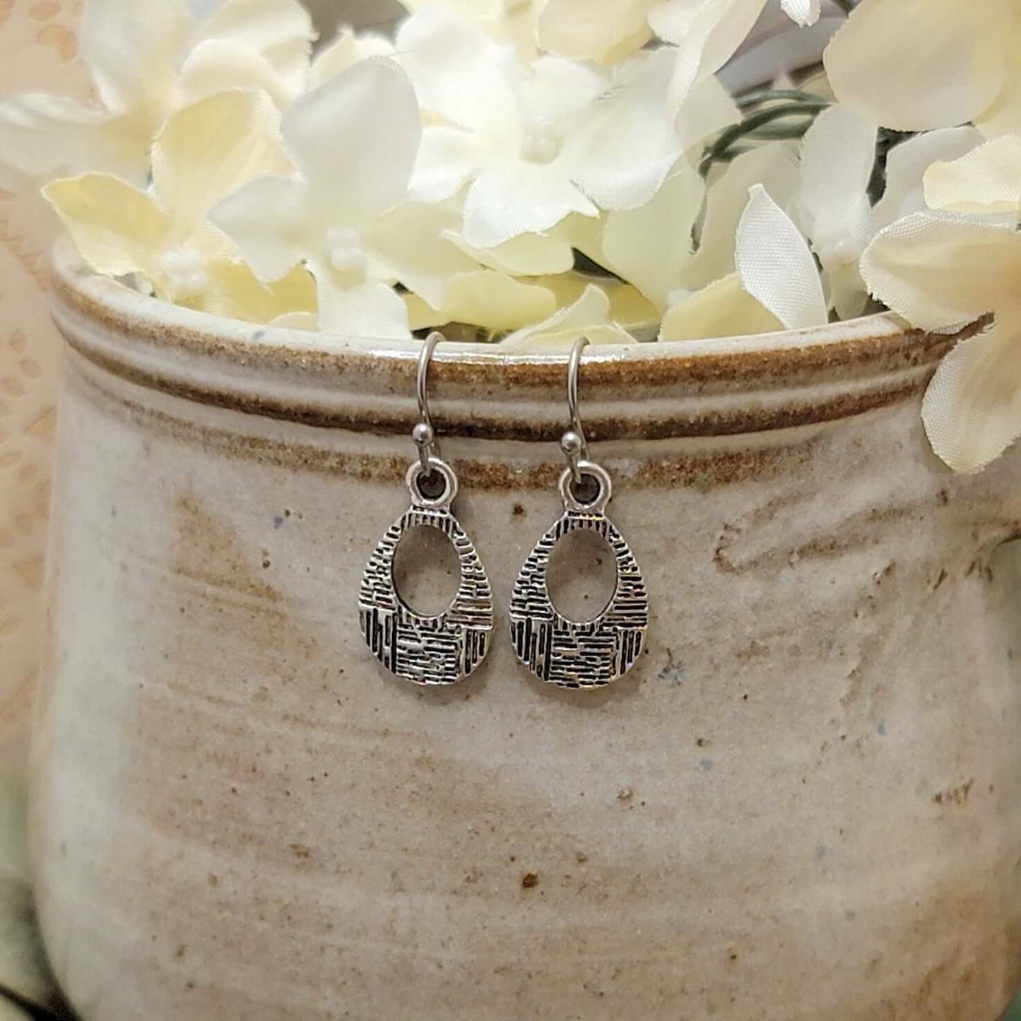Tiny Silver Teardrop Earrings - Hypoallergenic, Nicki Lynn Jewelry