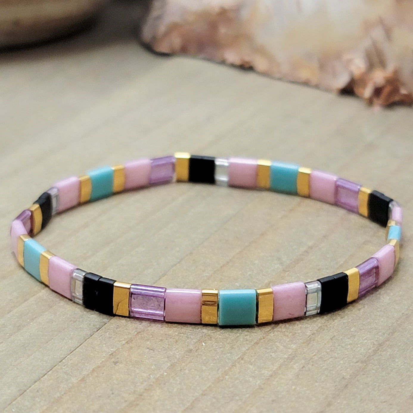 Tila Bead Bracelet Popular Dainty Beaded Bracelets for Women Purples