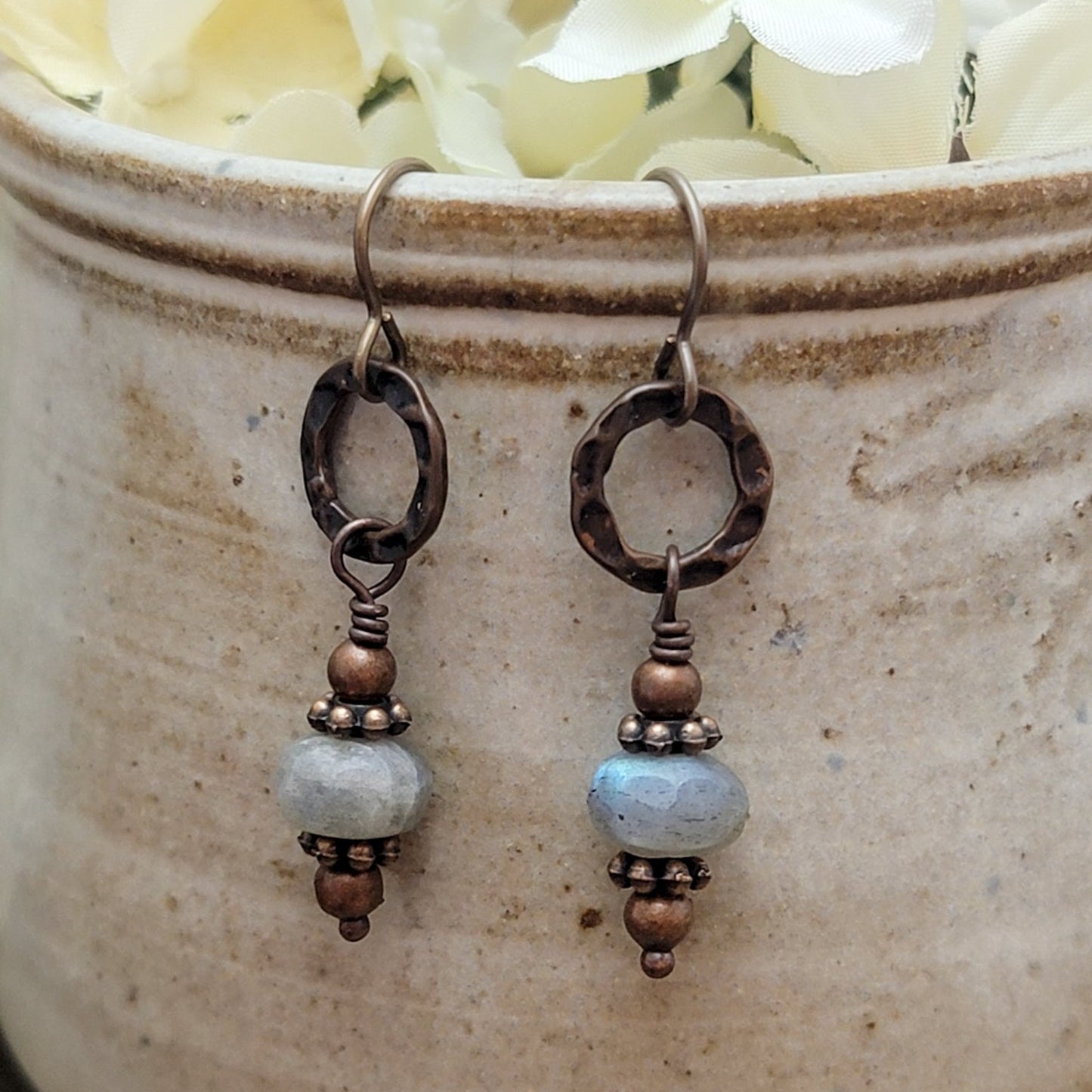 Labradorite and Copper Dangle Earrings, Nicki Lynn Jewelry 