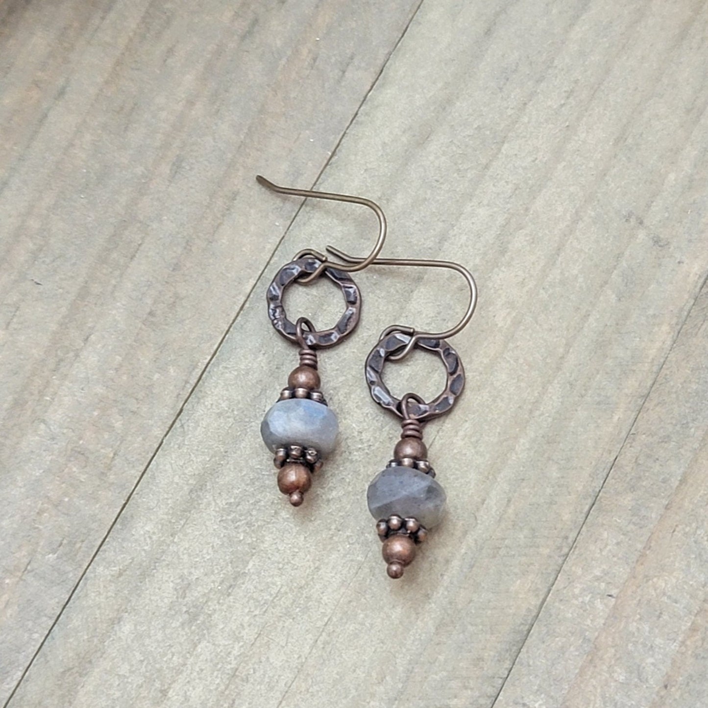 Labradorite and Copper Dangle Earrings, Nicki Lynn Jewelry 