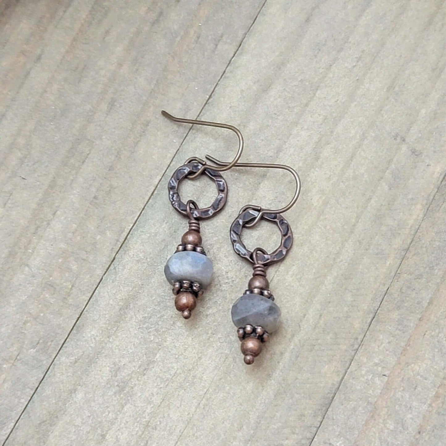 Labradorite and Copper Dangle Earrings, Nicki Lynn Jewelry