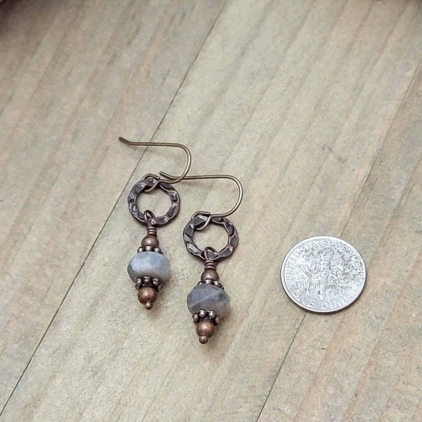 Labradorite and Copper Dangle Earrings, Nicki Lynn Jewelry