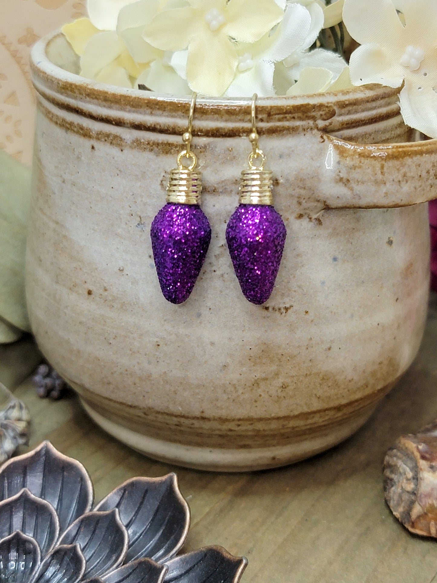 Sparkle Glitter Christmas Tree Bulb Festive Earrings-Gift, Nicki Lynn Jewelry