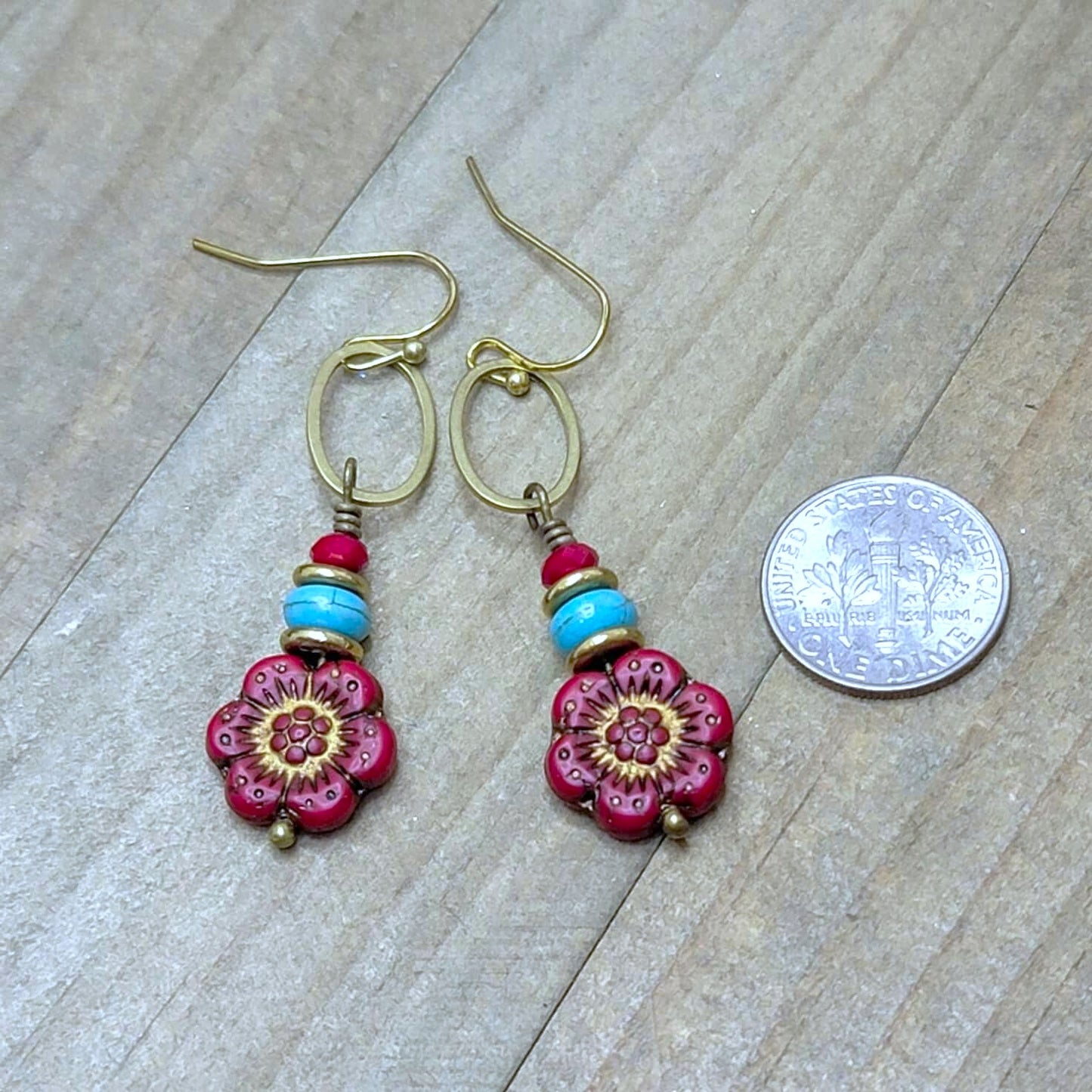 Czech Glass Flower Dangle Earrings, Nicki Lynn Jewelry