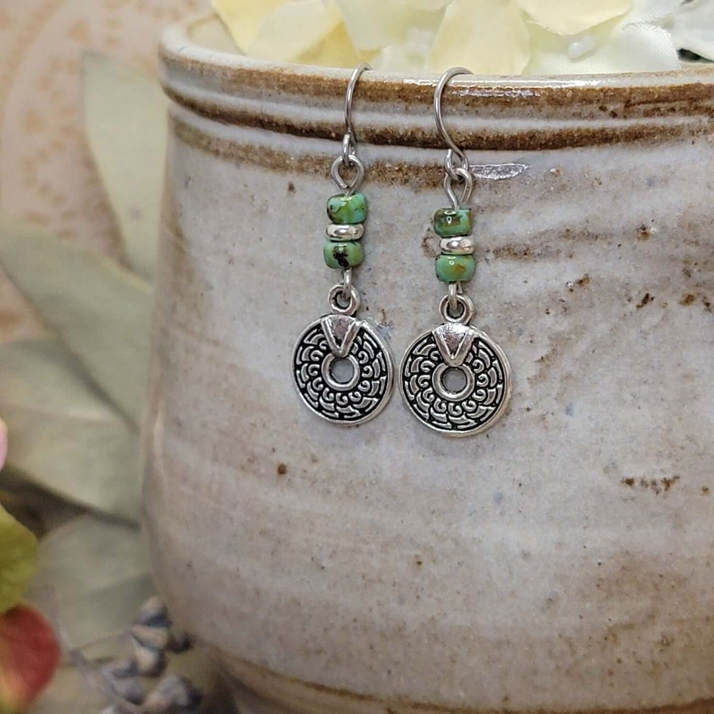 Small Silver Boho Drop Earrings-Hypoallergenic, Nicki Lynn Jewelry