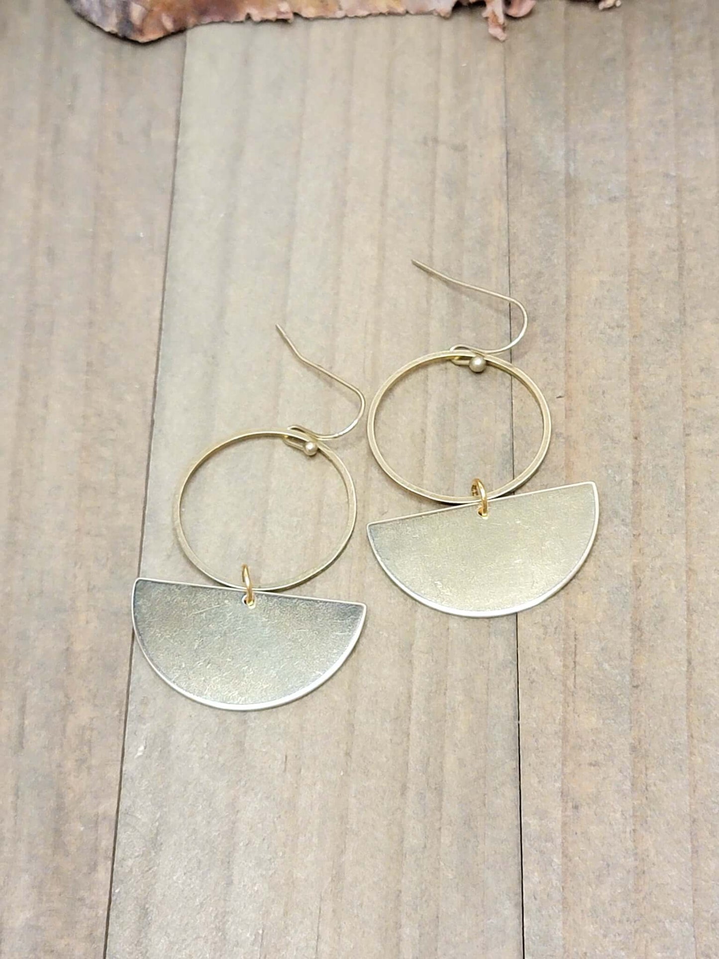 Brass Statement Earrings-Lightweight Half Circle Earrings, Nicki Lynn Jewelry