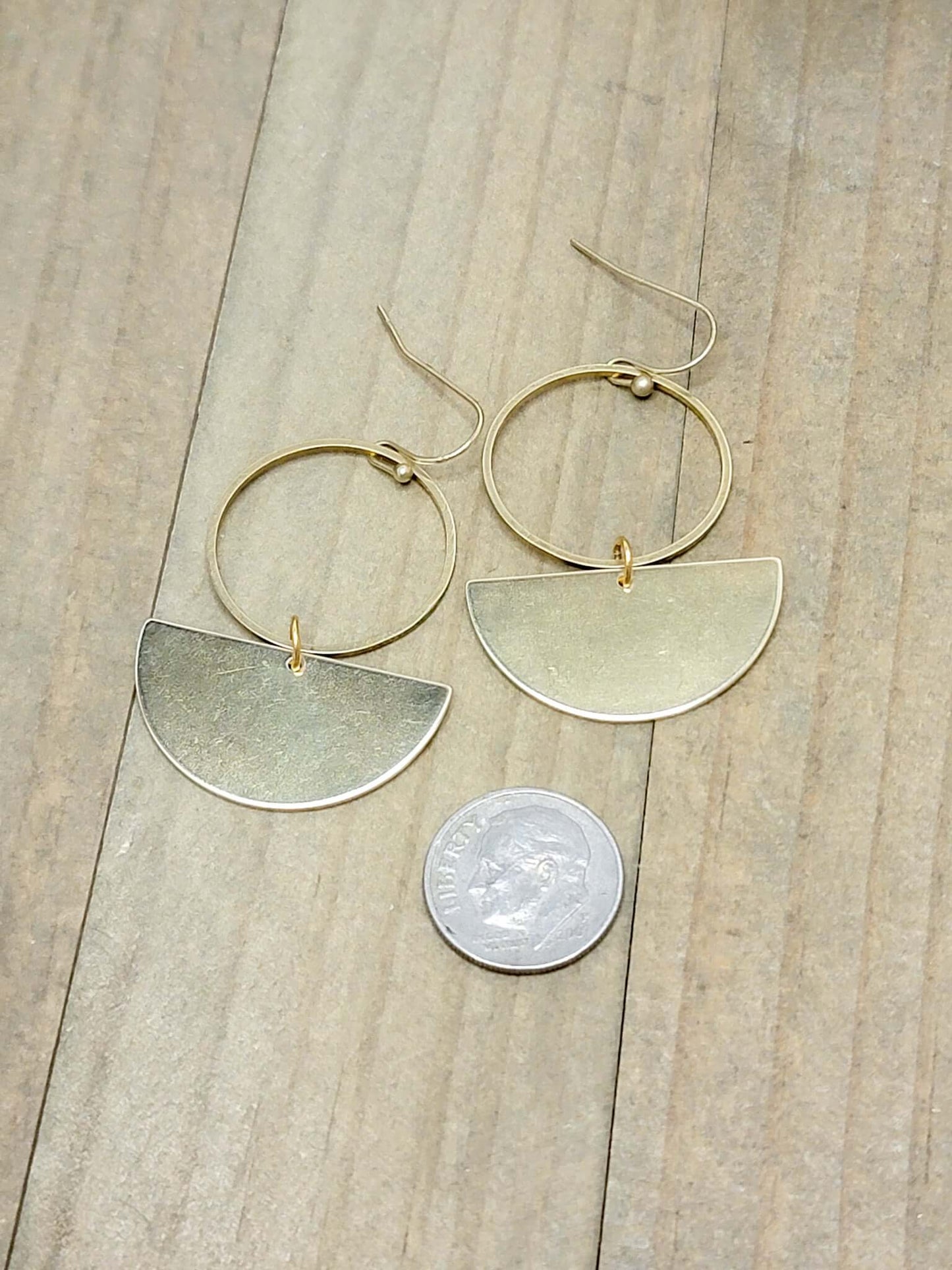 Brass Statement Earrings-Lightweight Half Circle Earrings, Nicki Lynn Jewelry
