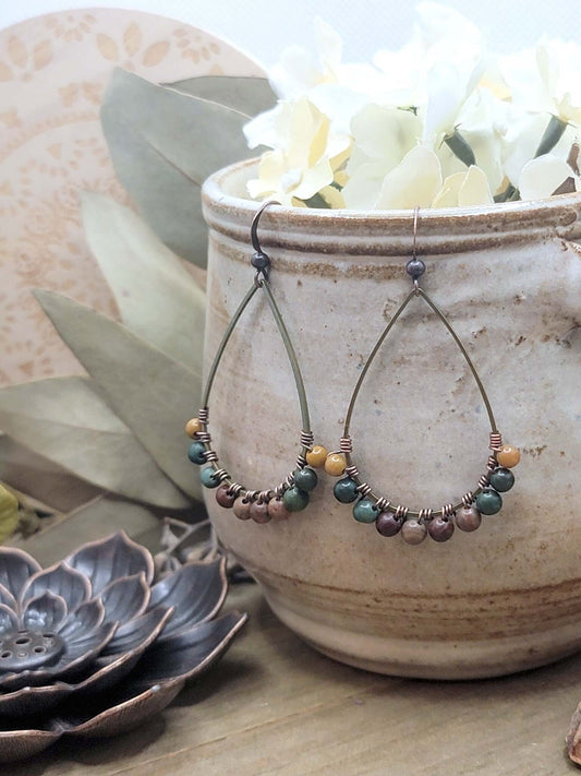 Fancy Jasper Boho Dangle Earrings, Nicki Lynn Jewelry