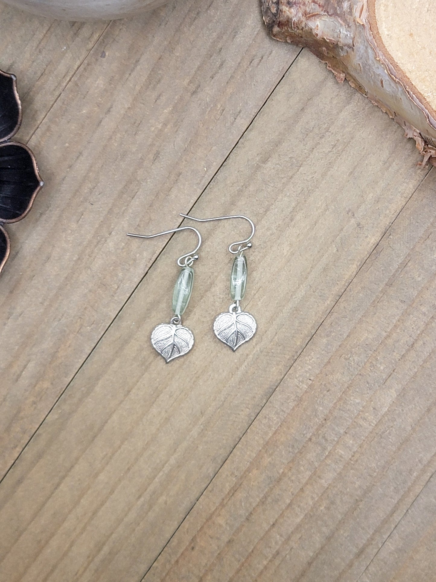 Tiny Silver Leaf Dangle Earrings, Nicki Lynn Jewelry 