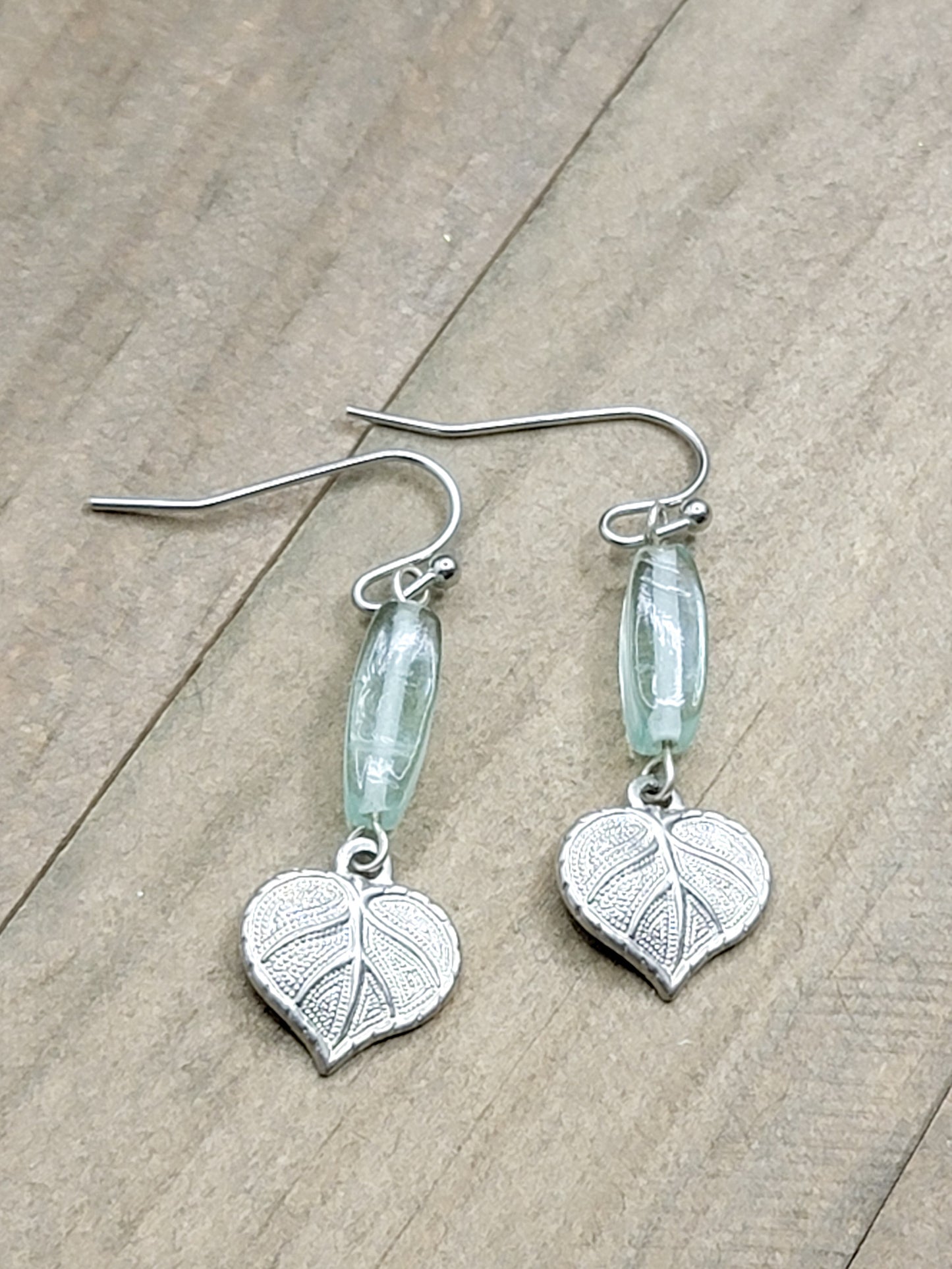 Tiny Silver Leaf Dangle Earrings, Nicki Lynn Jewelry 