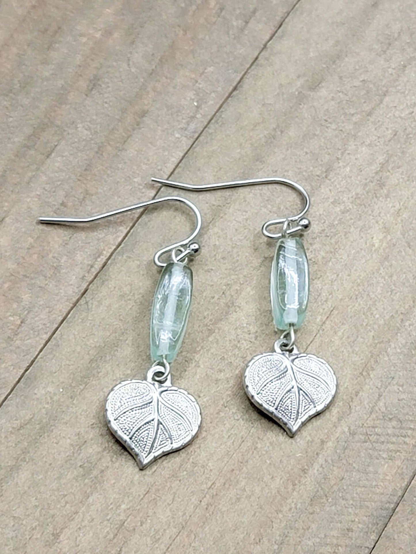 Tiny Silver Leaf Dangle Earrings, Nicki Lynn Jewelry