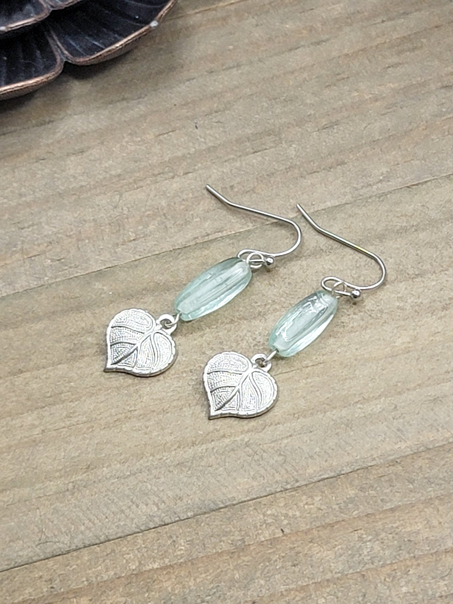 Tiny Silver Leaf Dangle Earrings, Nicki Lynn Jewelry 