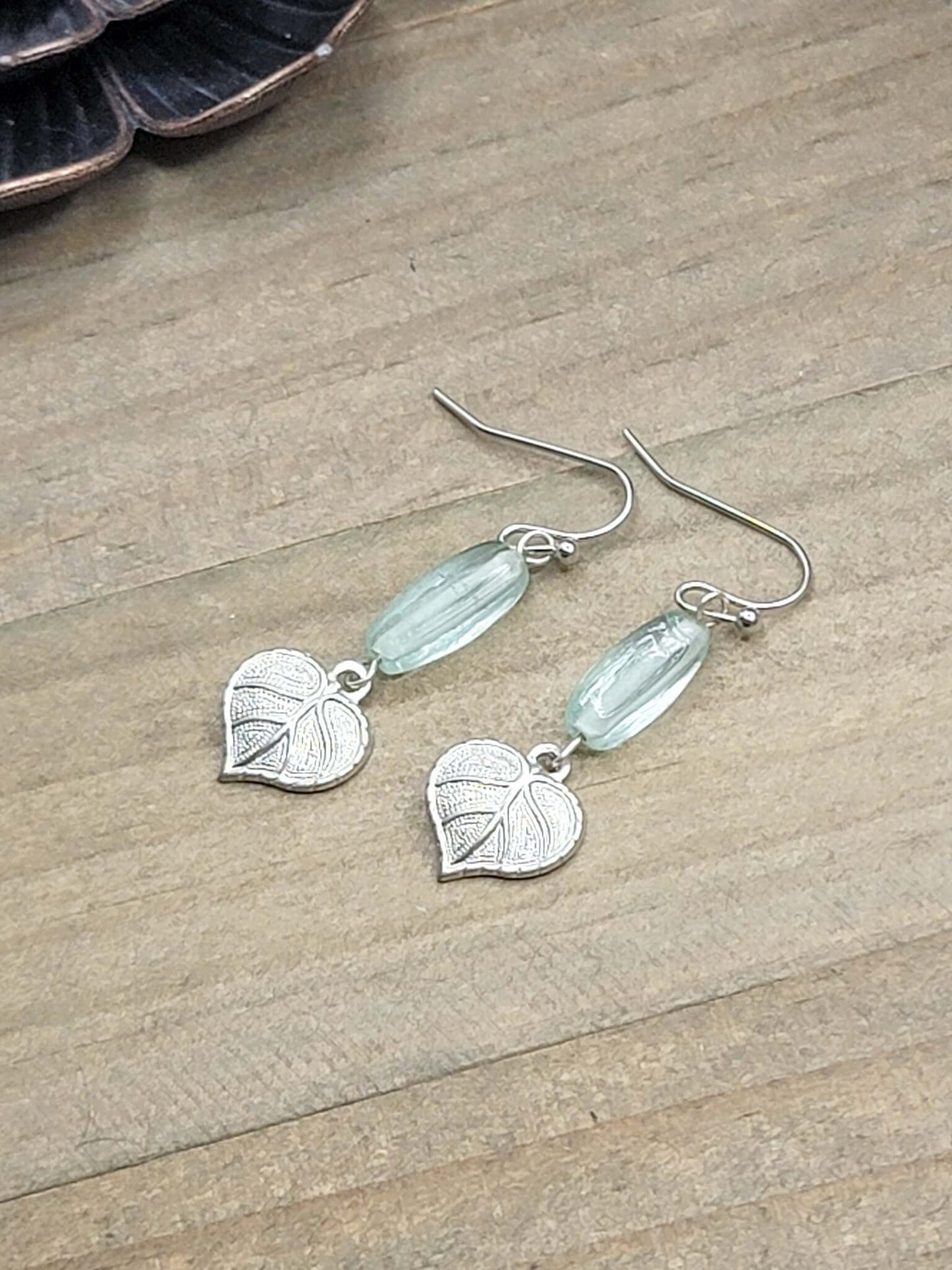 Tiny Silver Leaf Dangle Earrings, Nicki Lynn Jewelry