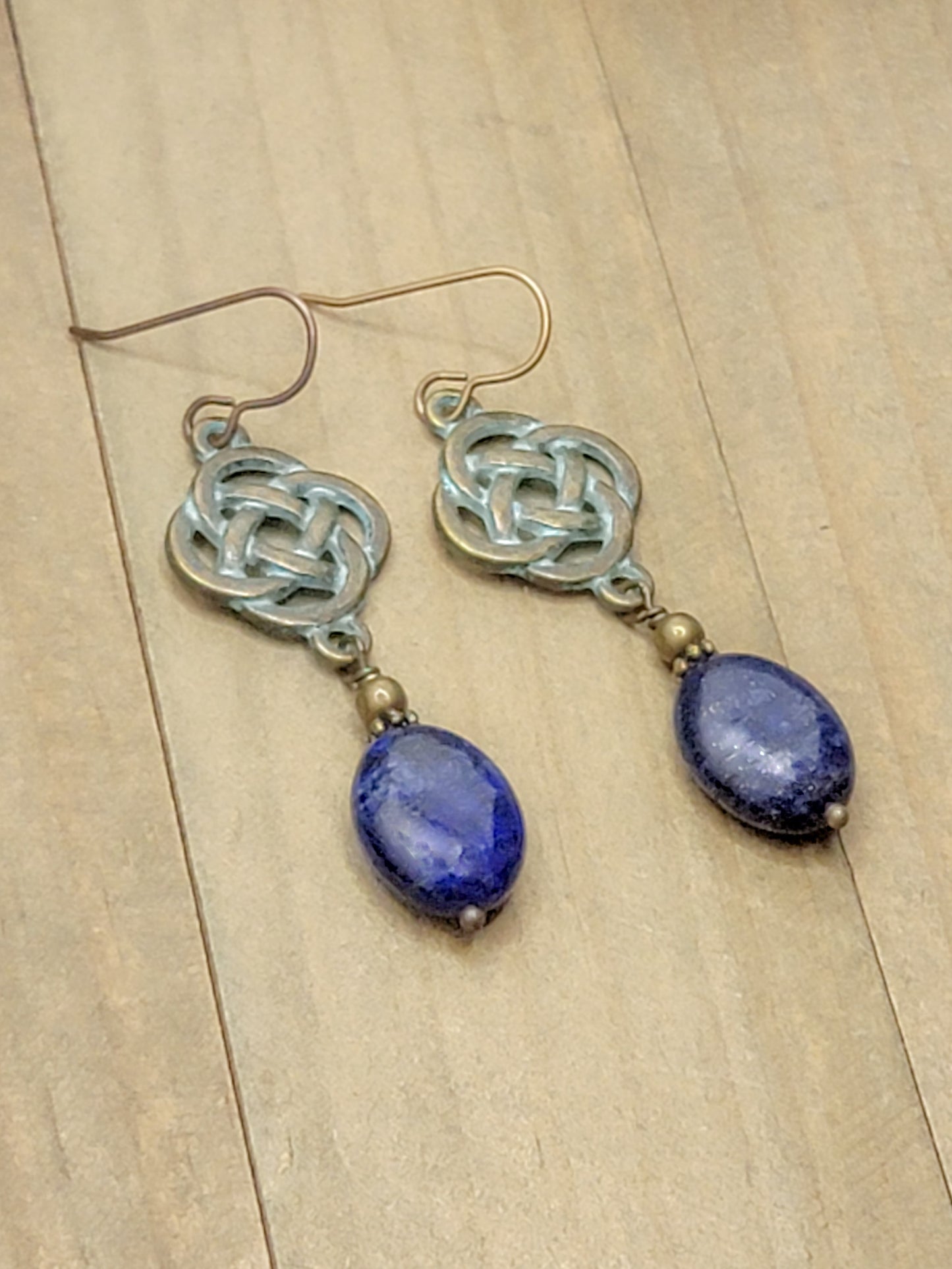 Celtic Knot and Blue Lapis Gemstone Earrings, Nicki Lynn Jewelry