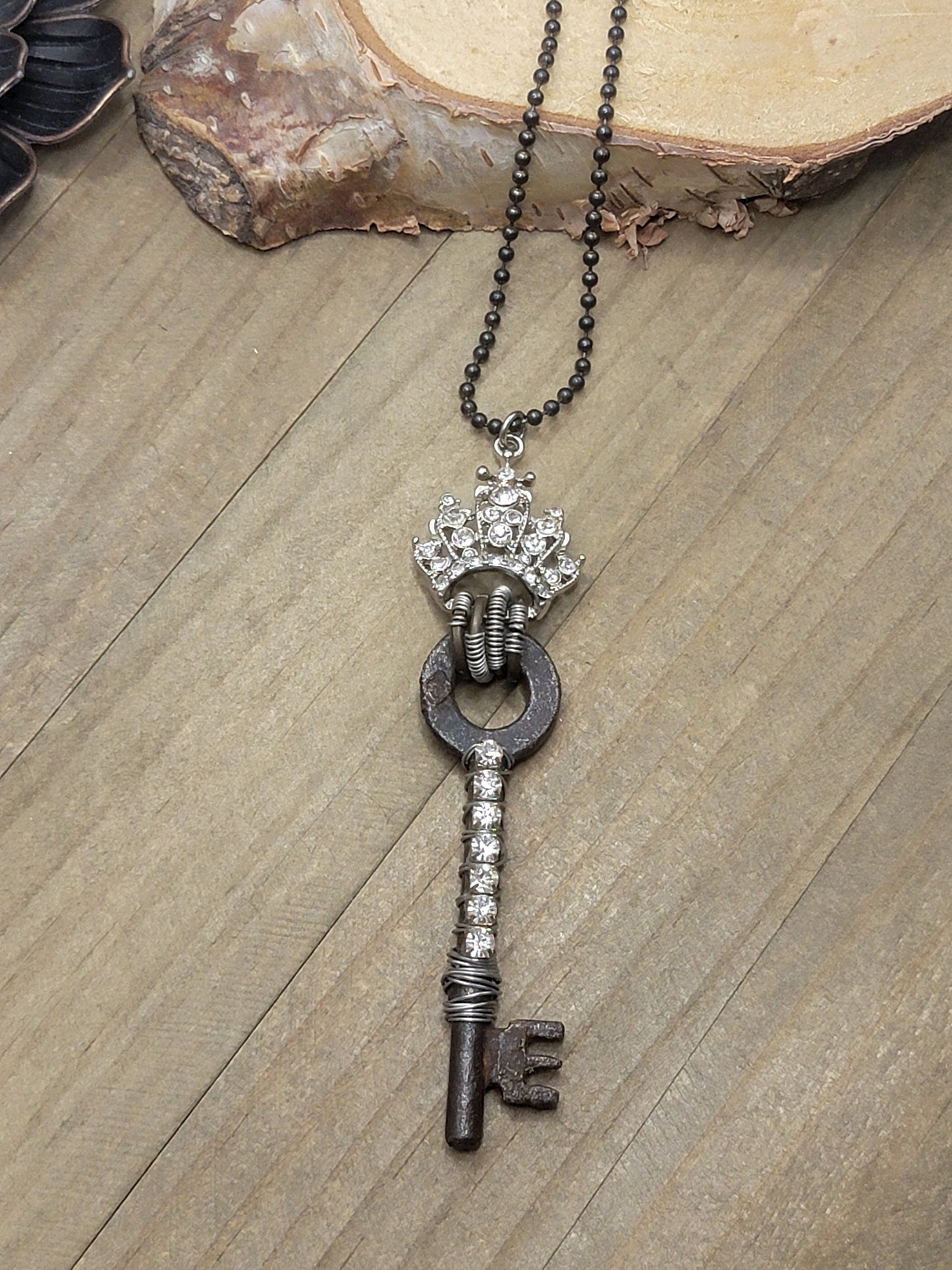 Vintage Glam Skeleton Key Assemblage Necklace, Nicki Lynn Jewelry 