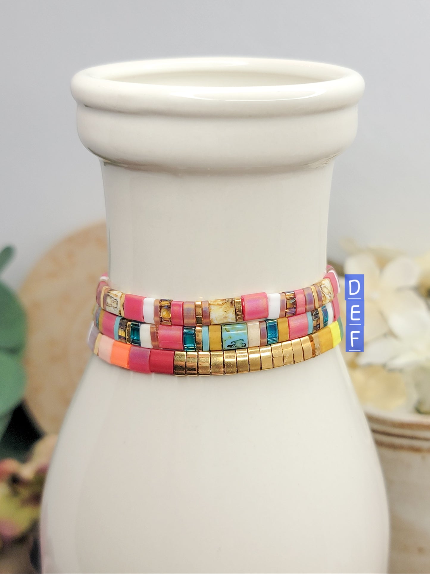 Colorful Glass Tila Tile Beaded Bracelet