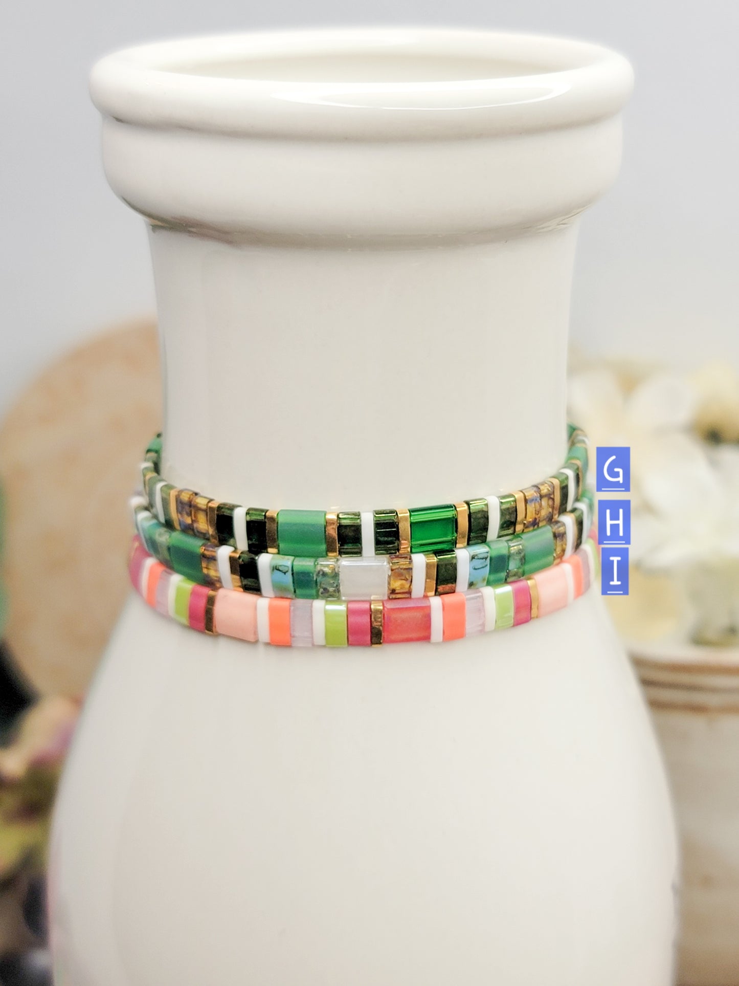 Colorful Glass Tila Tile Beaded Bracelet