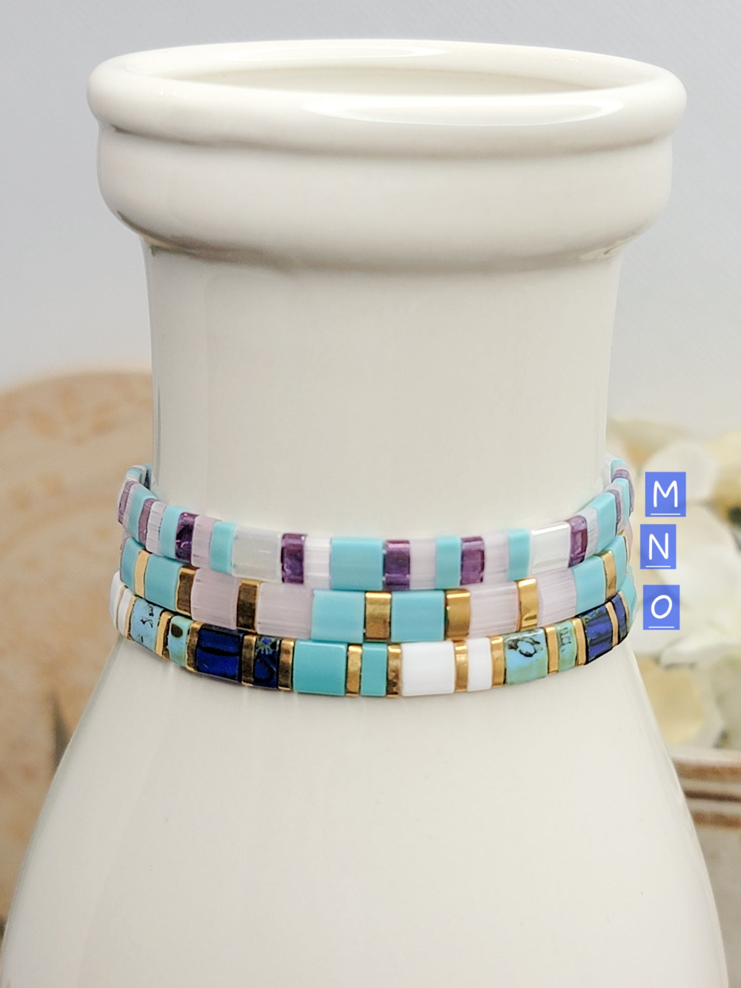 Colorful Glass Tila Tile Beaded Bracelet