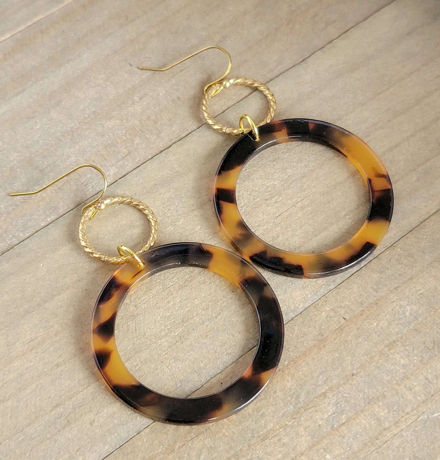 Black and Gold Acrylic Hoop Statement Earrings, Nicki Lynn Jewelry