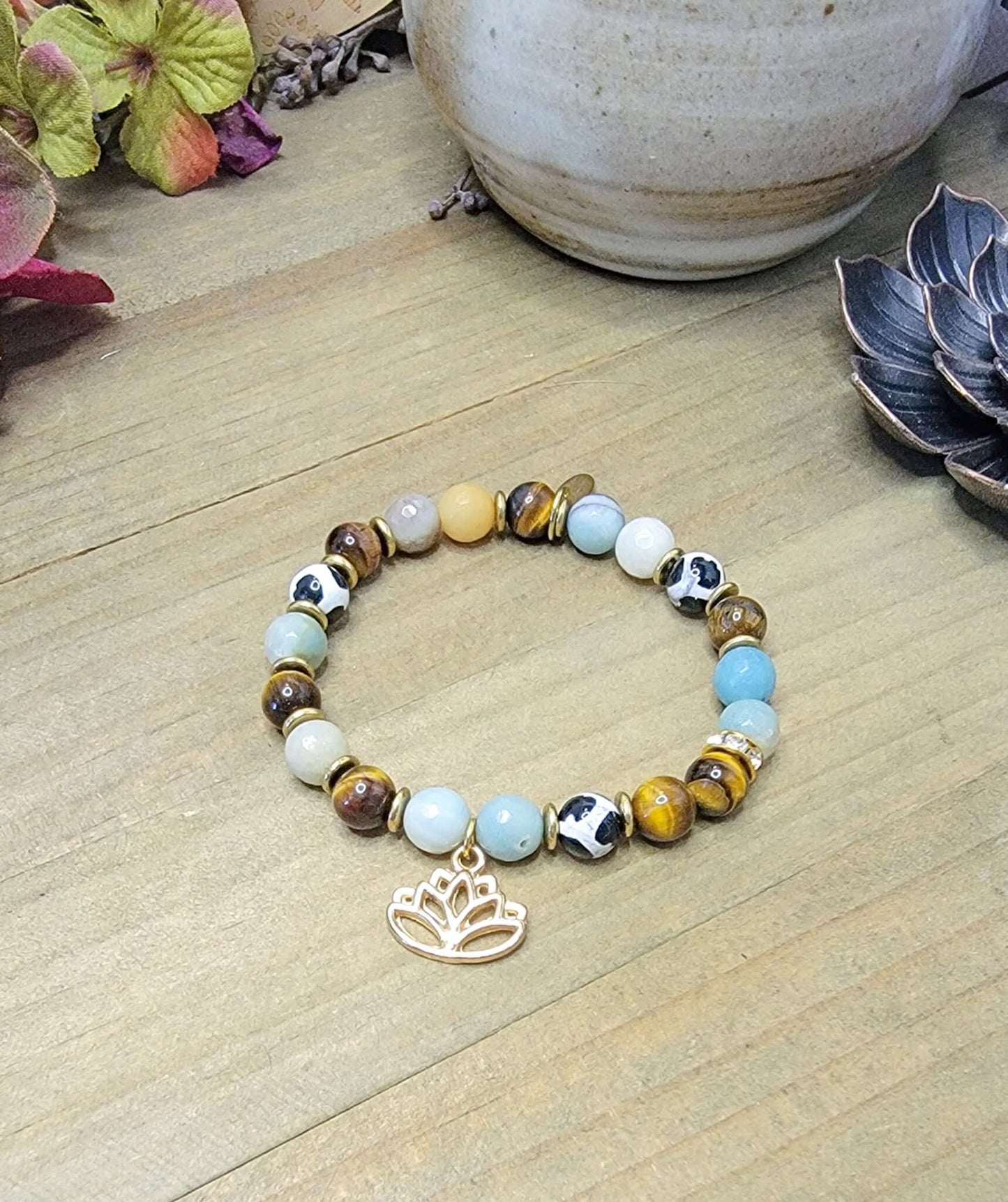 Earthy Gemstone Mix Beaded Bracelet