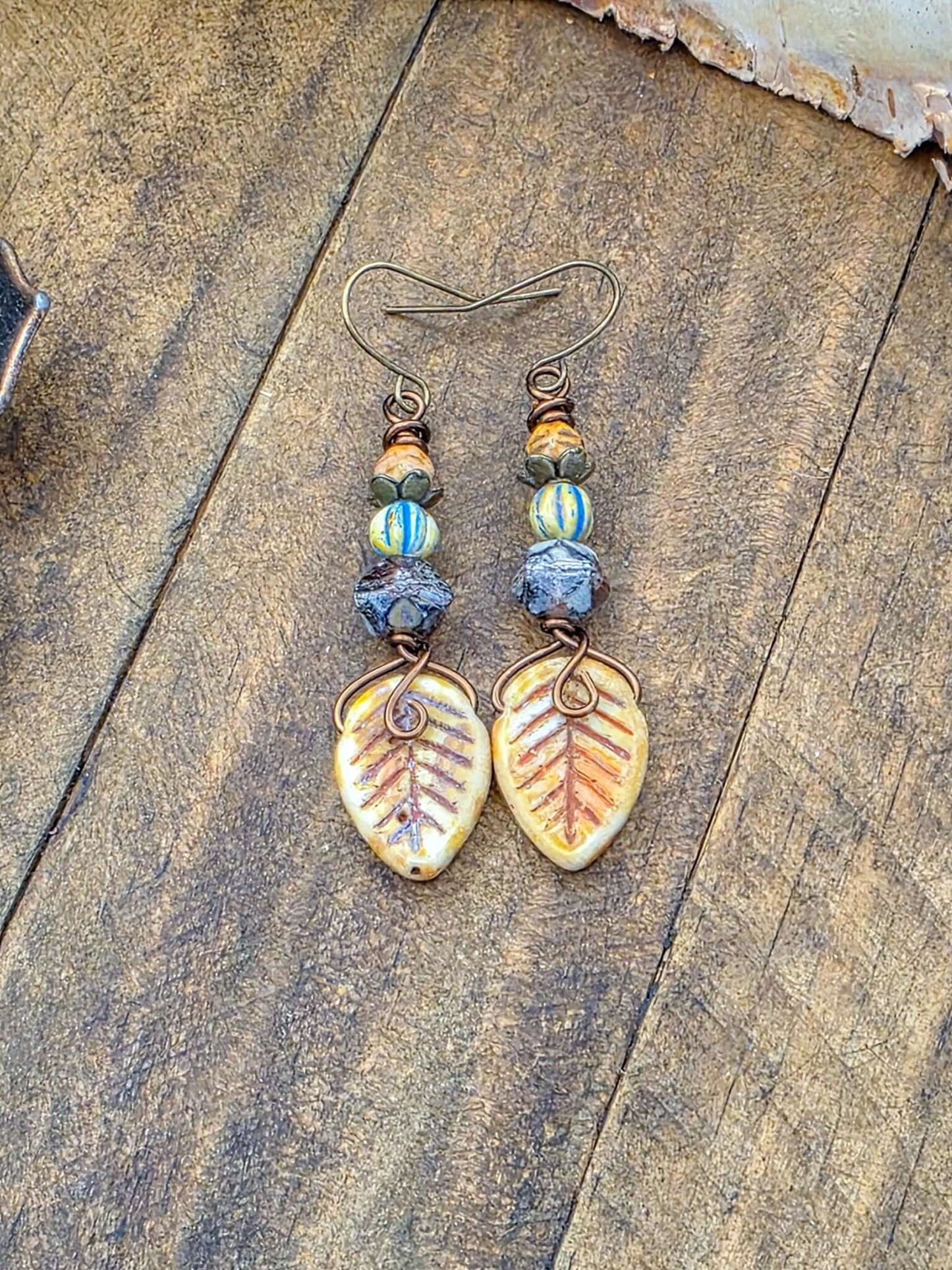 Leaf Drop Earrings in Earthy Tones, Nicki Lynn Jewelry