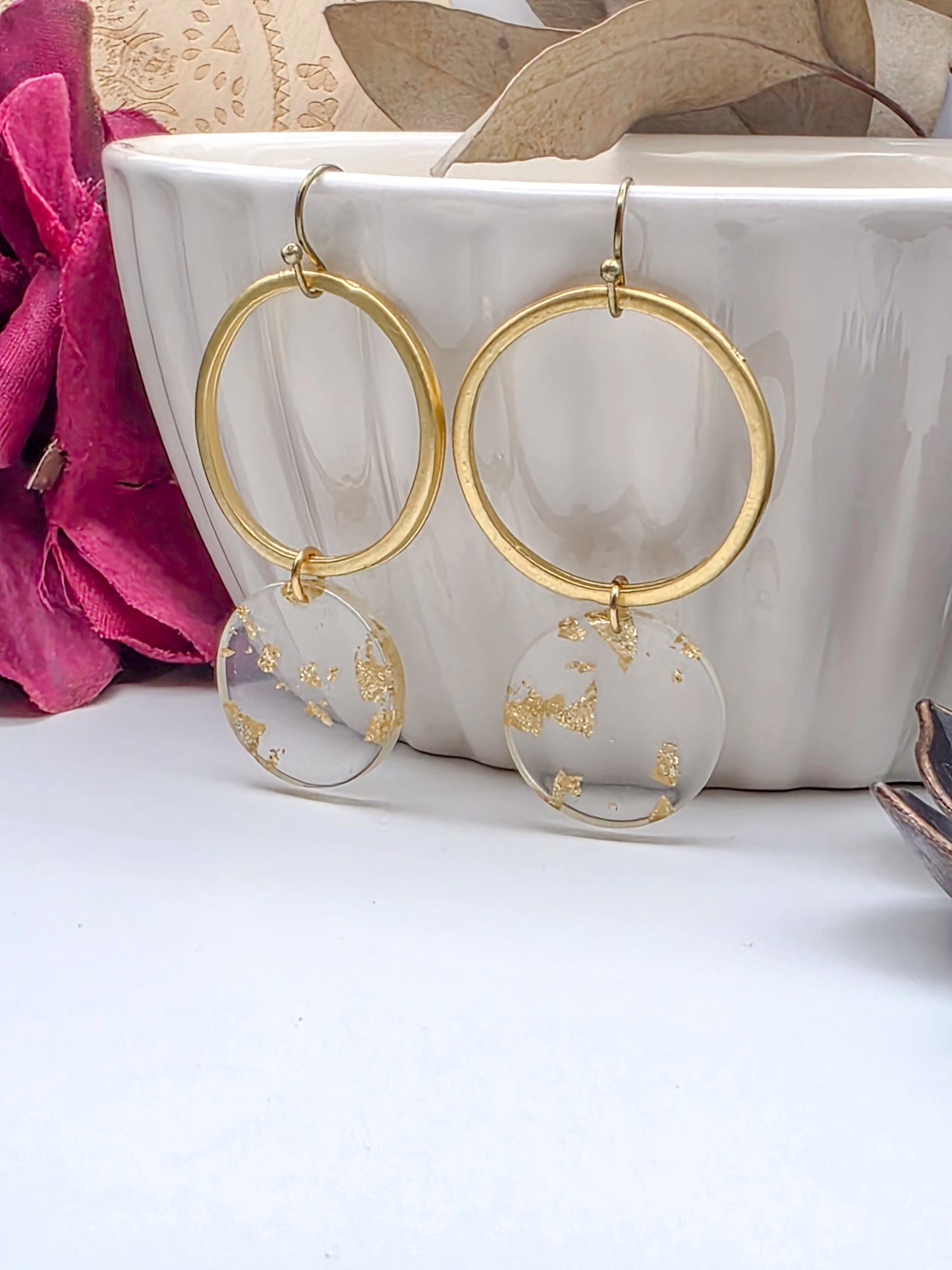 Gold Dust Acrylic Dangle Earrings -Nicki Lynn Jewelry