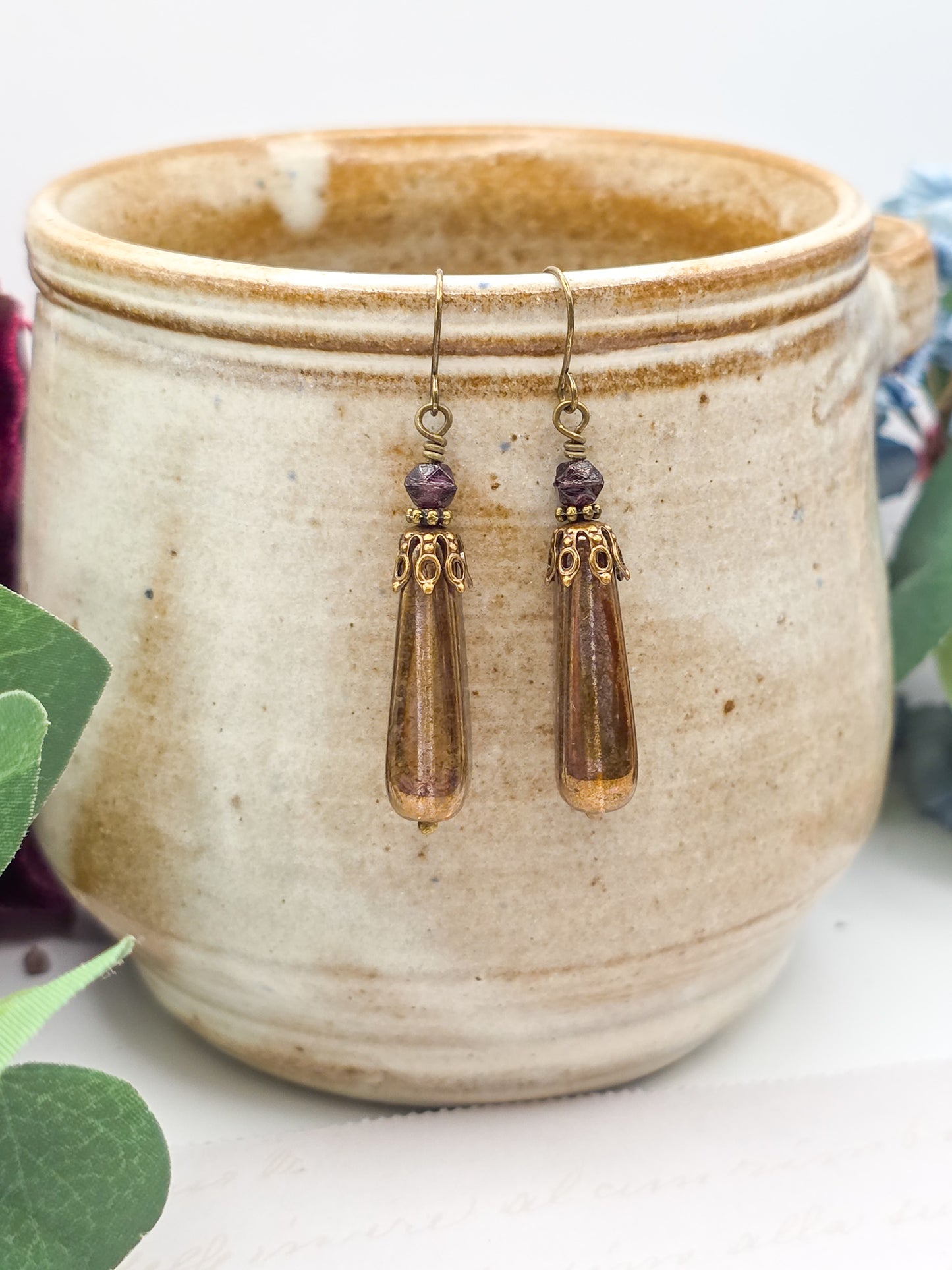 Vintage Style Dangles with Czech Glass Beads, Nicki Lynn Jewelry