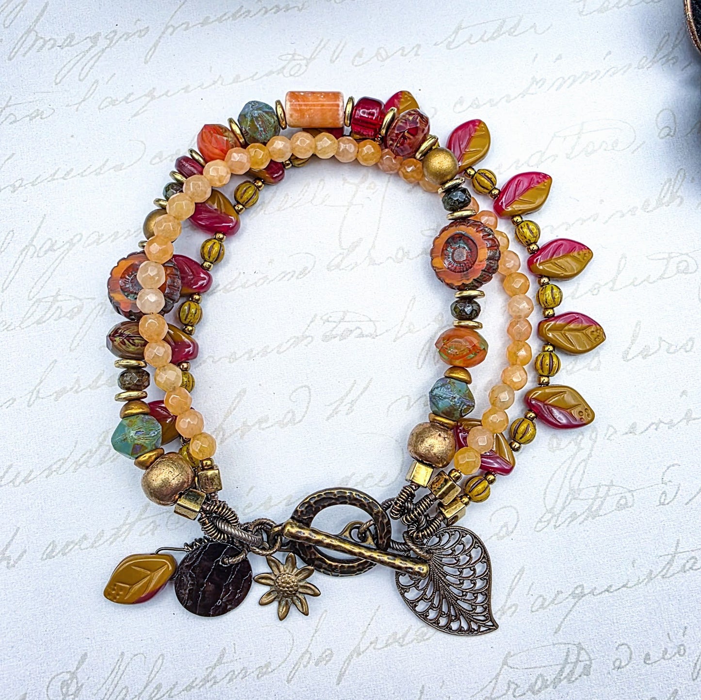 Three Layer Czech Glass Beaded Bracelet, Nicki Lynn Jewelry