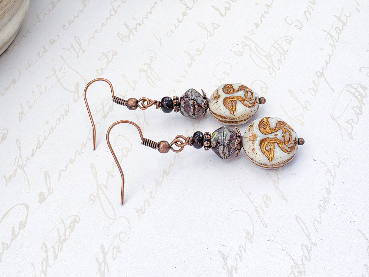 Moon Face Rustic Dangle Earrings