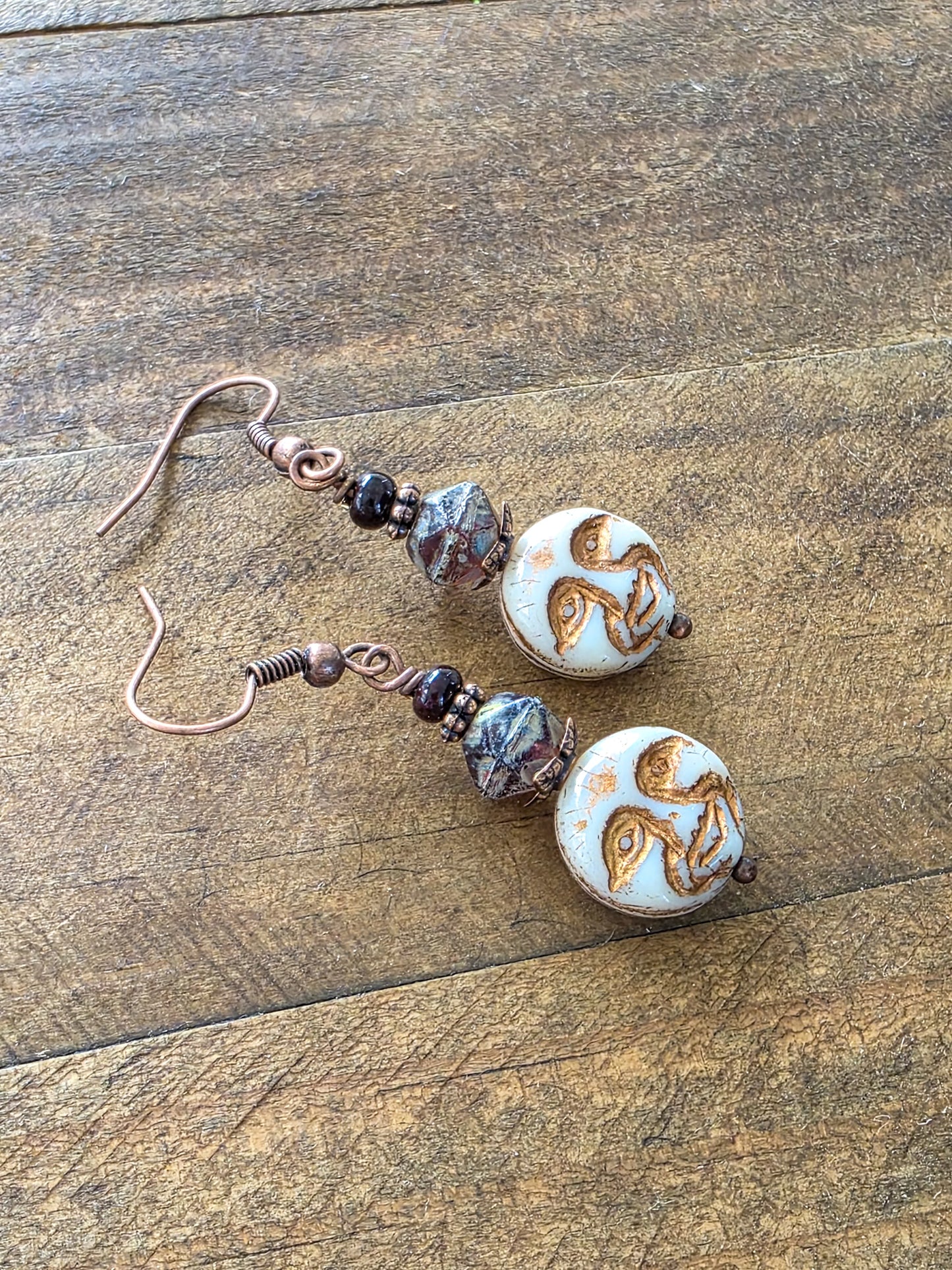 Moon Face Rustic Dangle Earrings